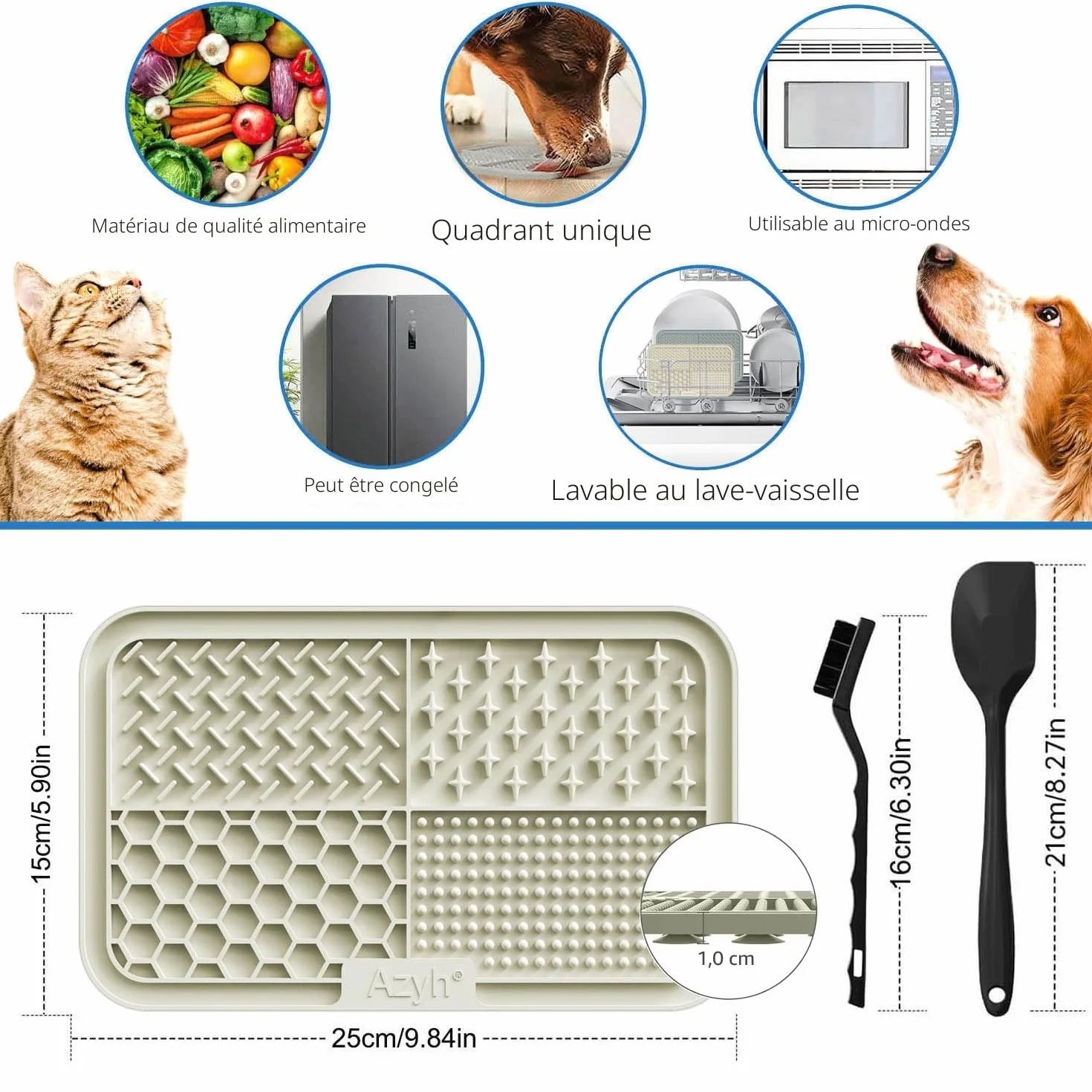 Lot de 2 Tapis à lécher pour Chiens et Chats - Jouet apaisant - Passe au Lave-Vaisselle - Tapis d'alimentation