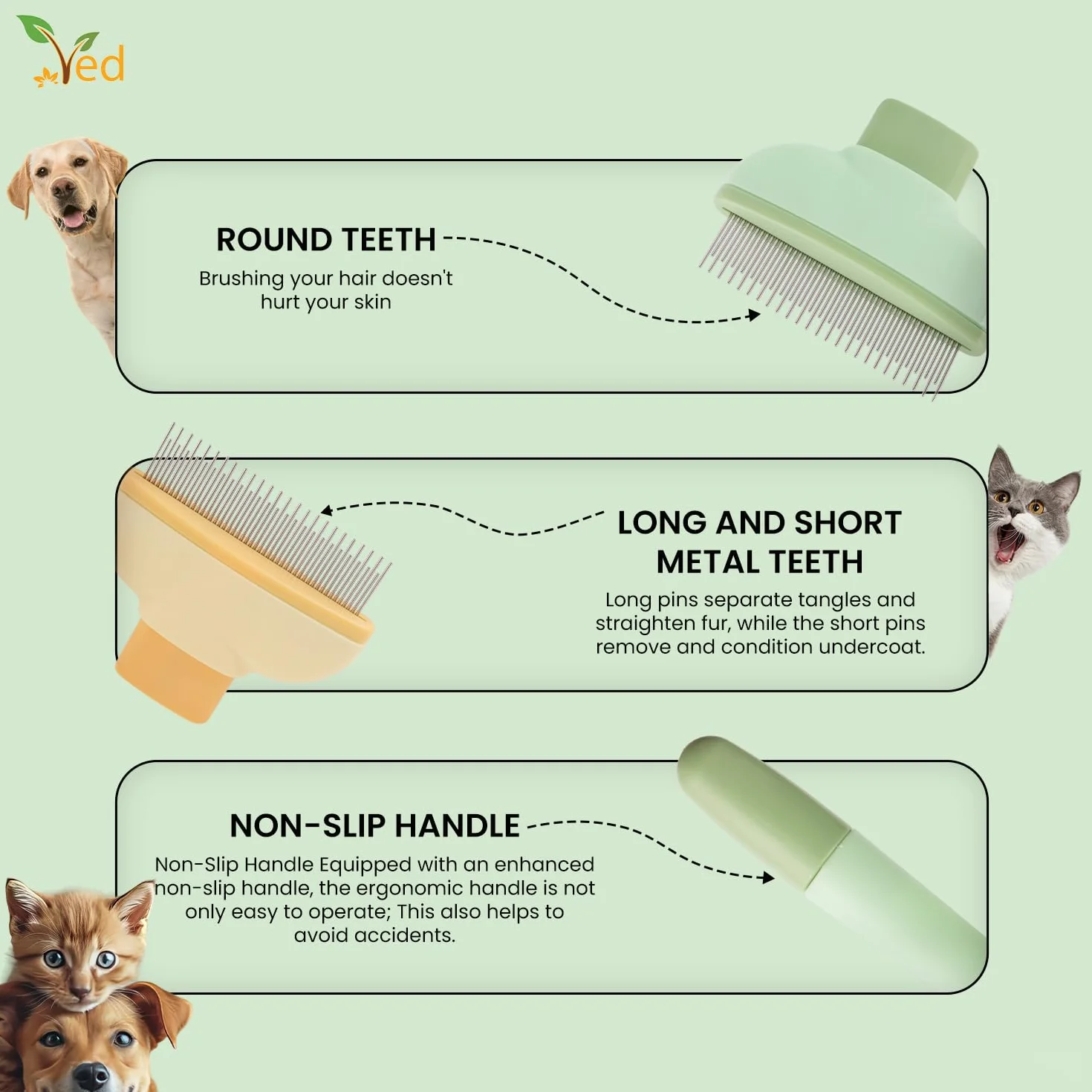 Activ Pet Peigne Anti Puces Pour Chat Brosse Anti-Puces Outil Toilettage