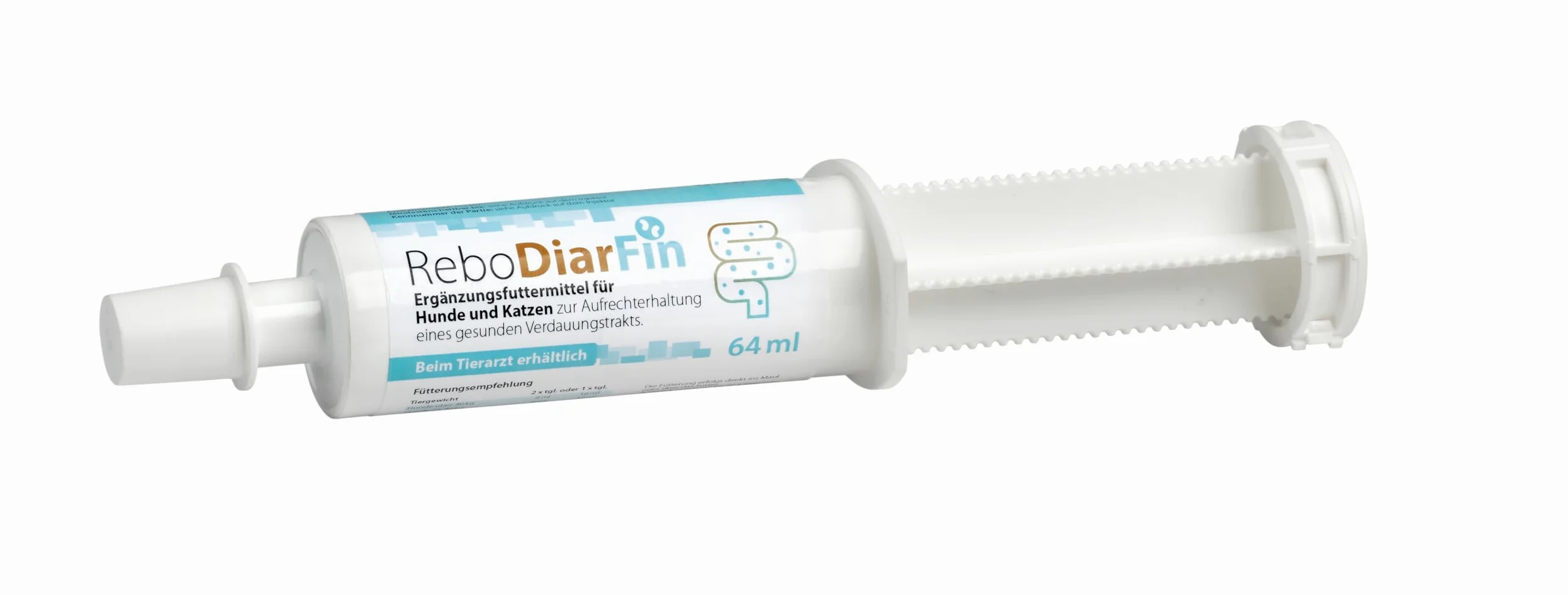 ReboDiarFin Pâte digestive pour chiens et chats 64 ml : aide en cas de troubles digestifs, avec pectine et kaolin, enrichie en peptides de glutamine, mélange de probiotiques et de prébiotiques