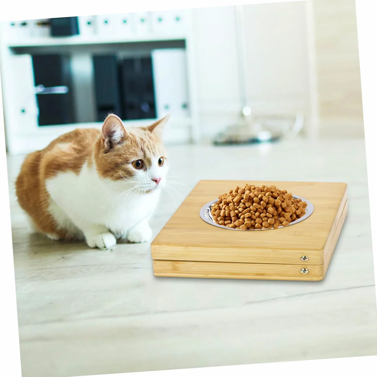 ibasenice Mangeoire pour Animaux Pliable Acier Inoxydable Support pour Deux Gamelles pour Chiens Et Chats Gamelle pour Nourriture Et Eau