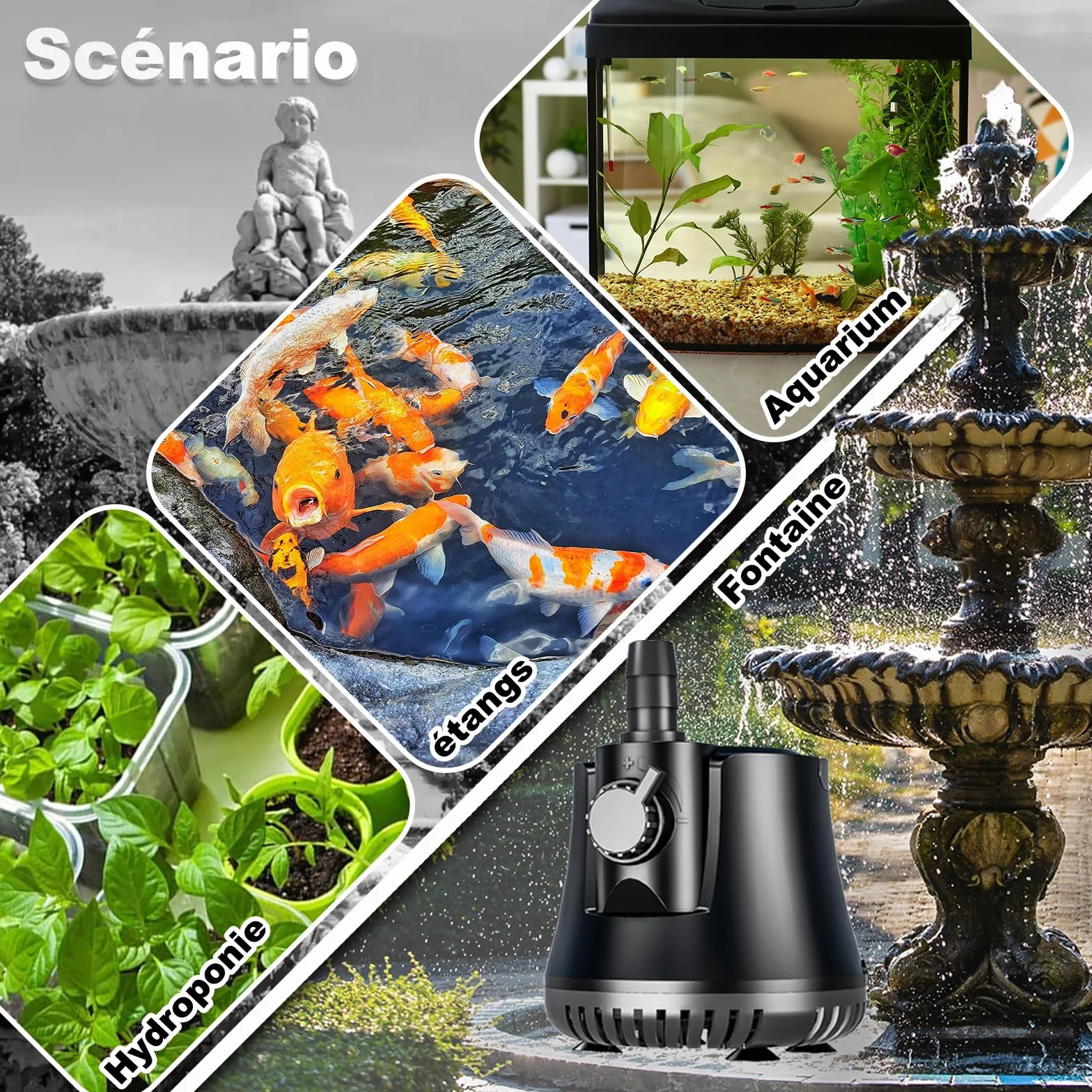 Pompe à Eau Submersible 15W 800L/H Ultra Silencieuse pour Aquarium, Étang et Fontaine avec Interrupteur Réglable