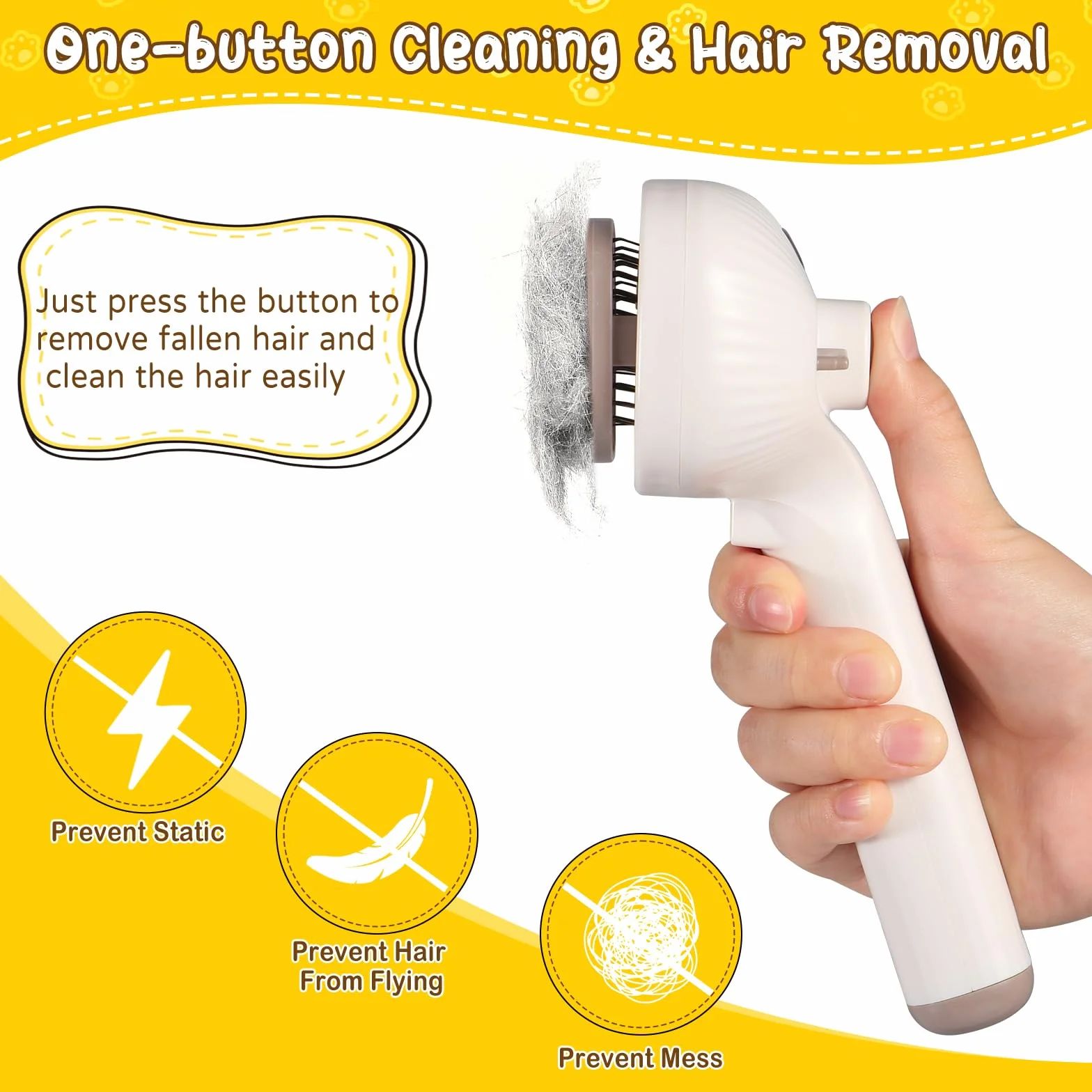 Brencco Brosse Vapeur Chat Chien 4 en 1 Réservoir Rechargeable Poils Courts Longs Massage Soin