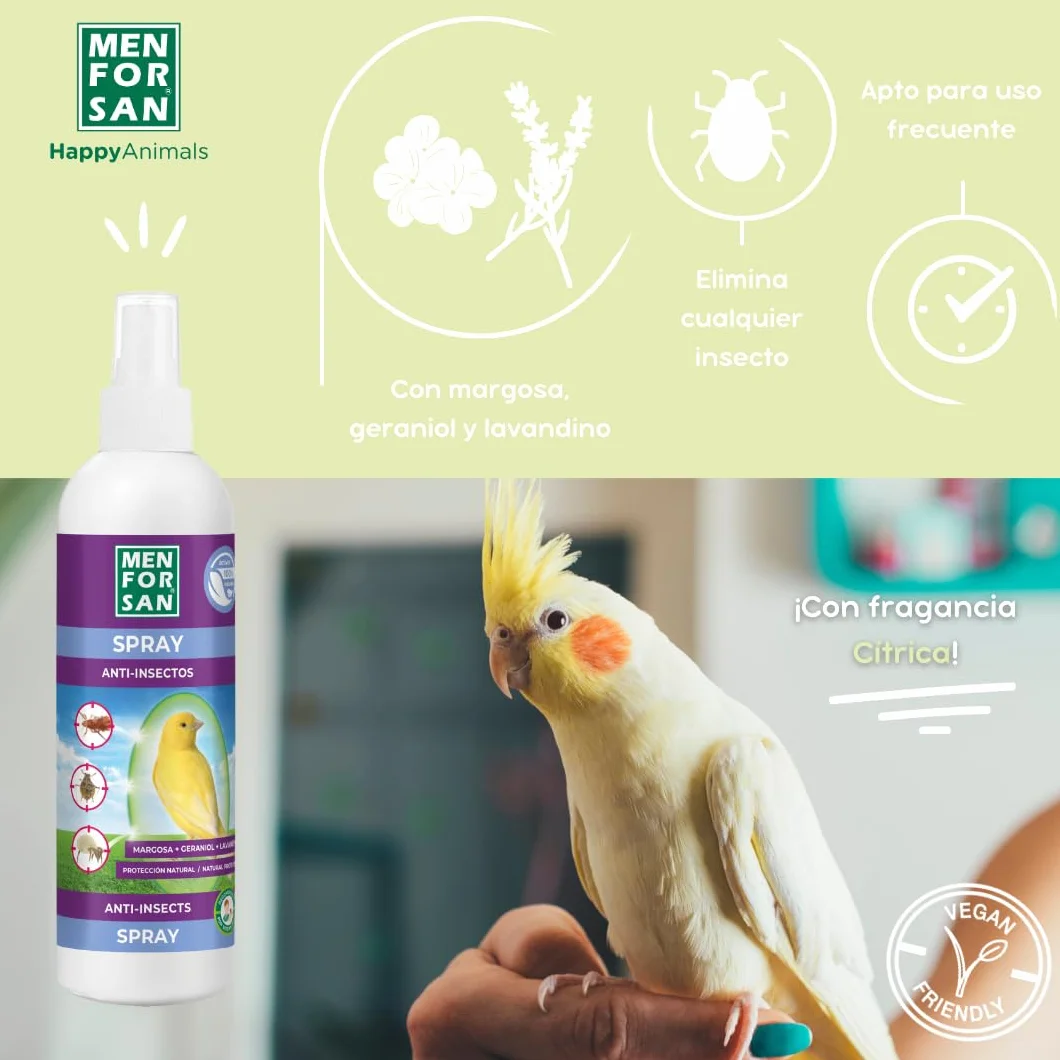 MENFORSAN Spray Anti-Insectes pour Oiseaux 250ml Margosa Geraniol Lavandin