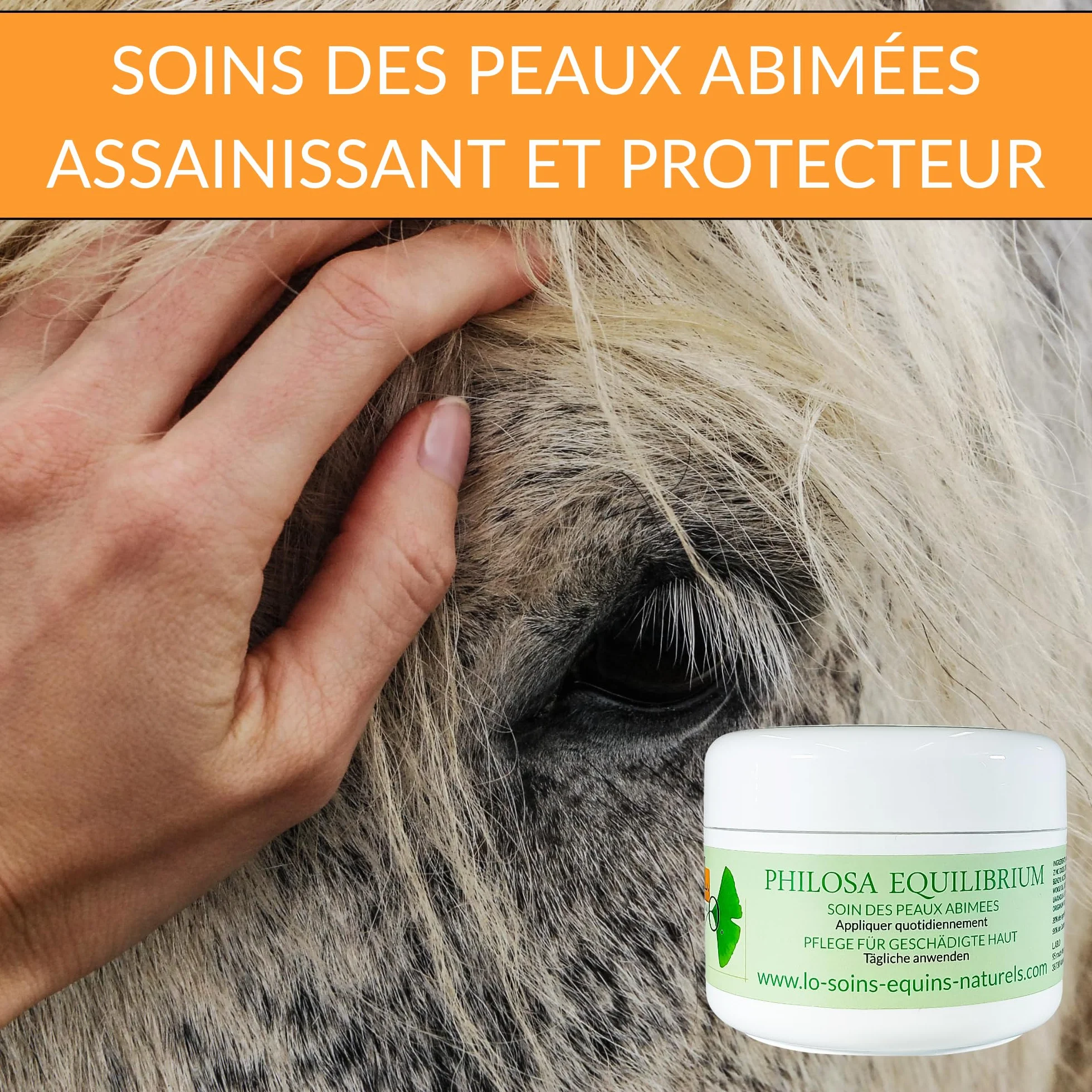 Philosa Equilibrium Soin Naturel Peaux Abimées Chevaux Calendula Tea Tree Lavande Origan Huile de Cade 250mL