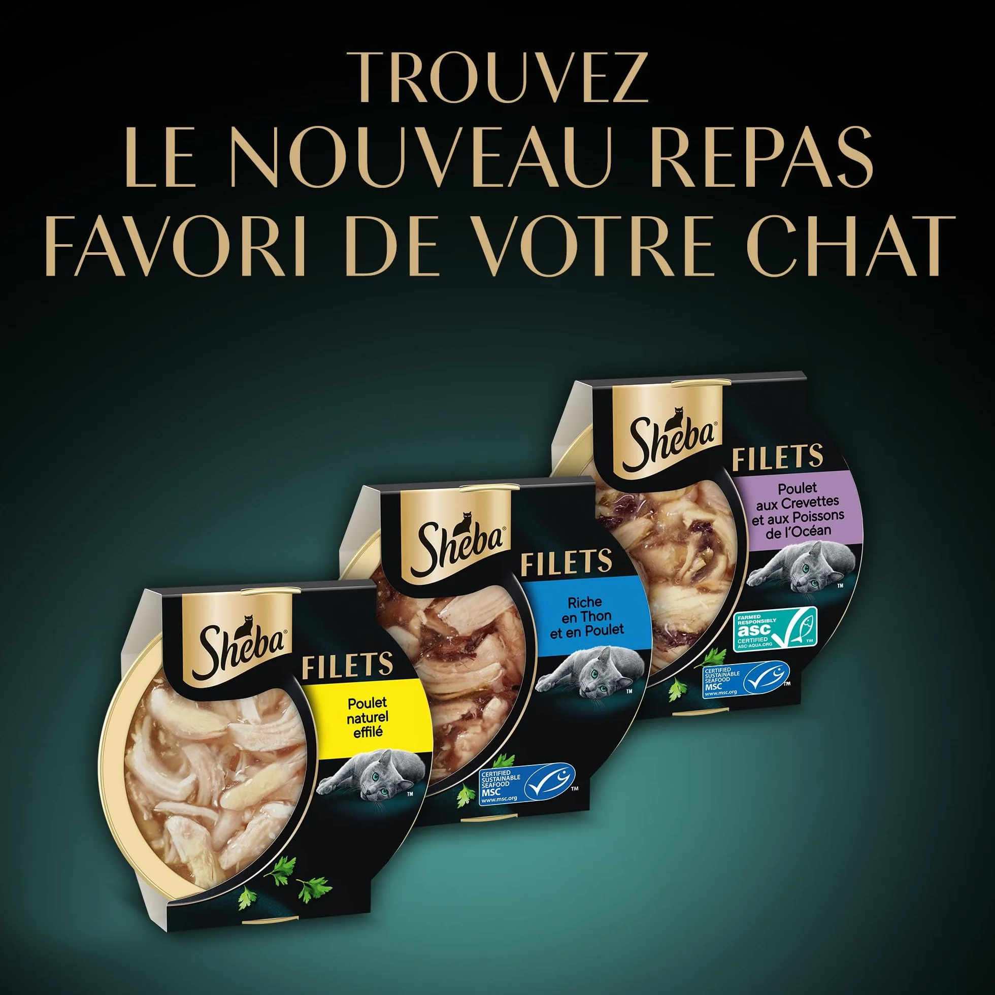SHEBA Filets Nourriture pour Chat Adulte au Poulet et au Thon en Sauce, 32 x 60 g