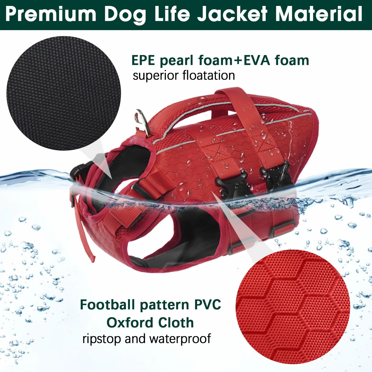Kuoser Gilet de sauvetage pour chien réglable avec poignée de sauvetage flottabilité