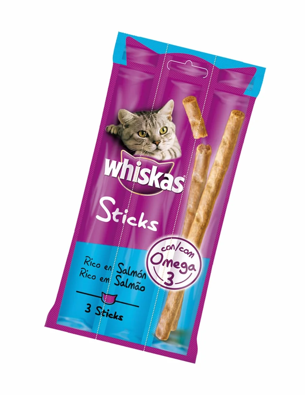 Whiskas Sticks Friandises chat adulte 90% poissons 28 sachets 3 bâtonnets