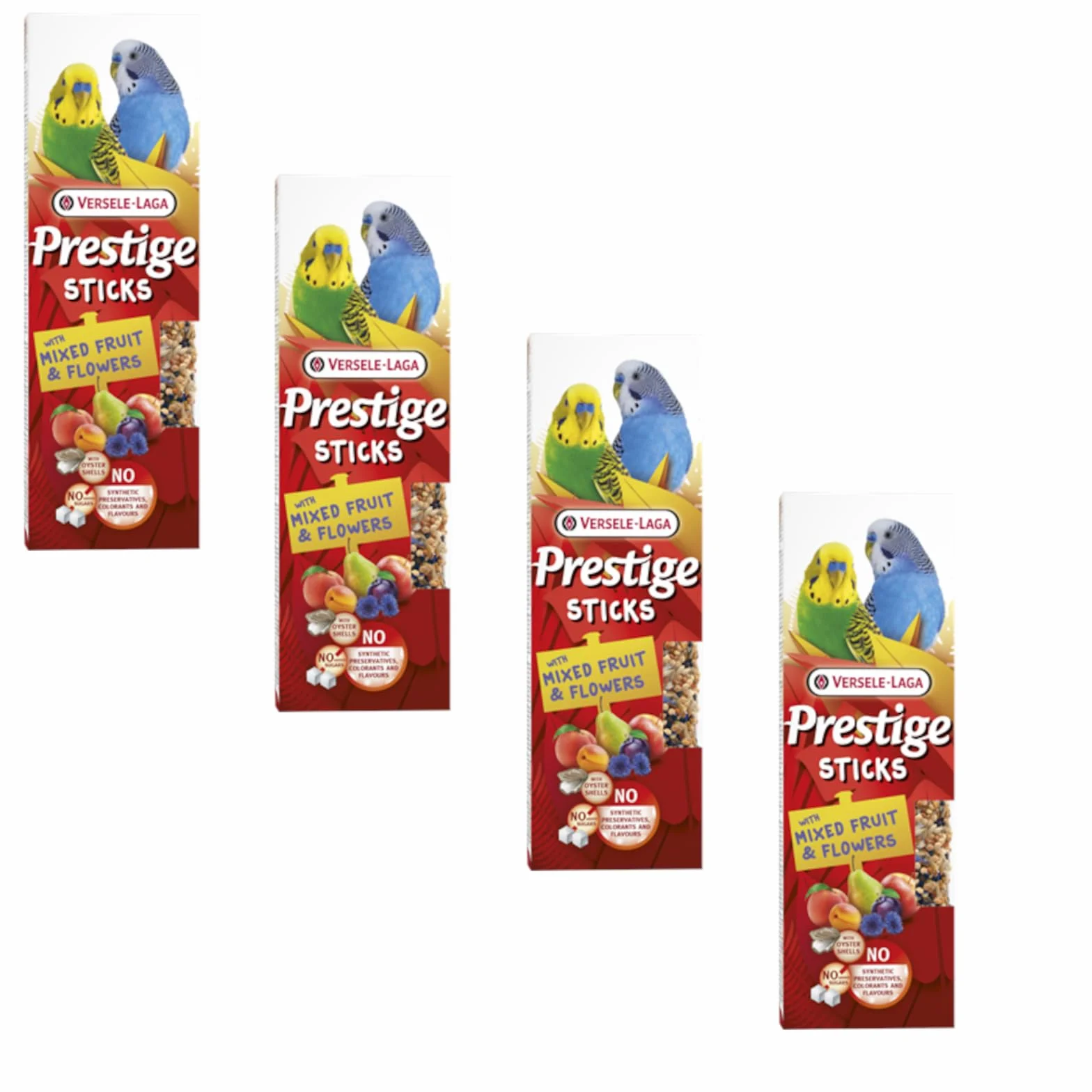 Versele-Laga Prestige Sticks Perruches Petites Fruits & Fleurs 4 x 60 g Snack sans conservateurs