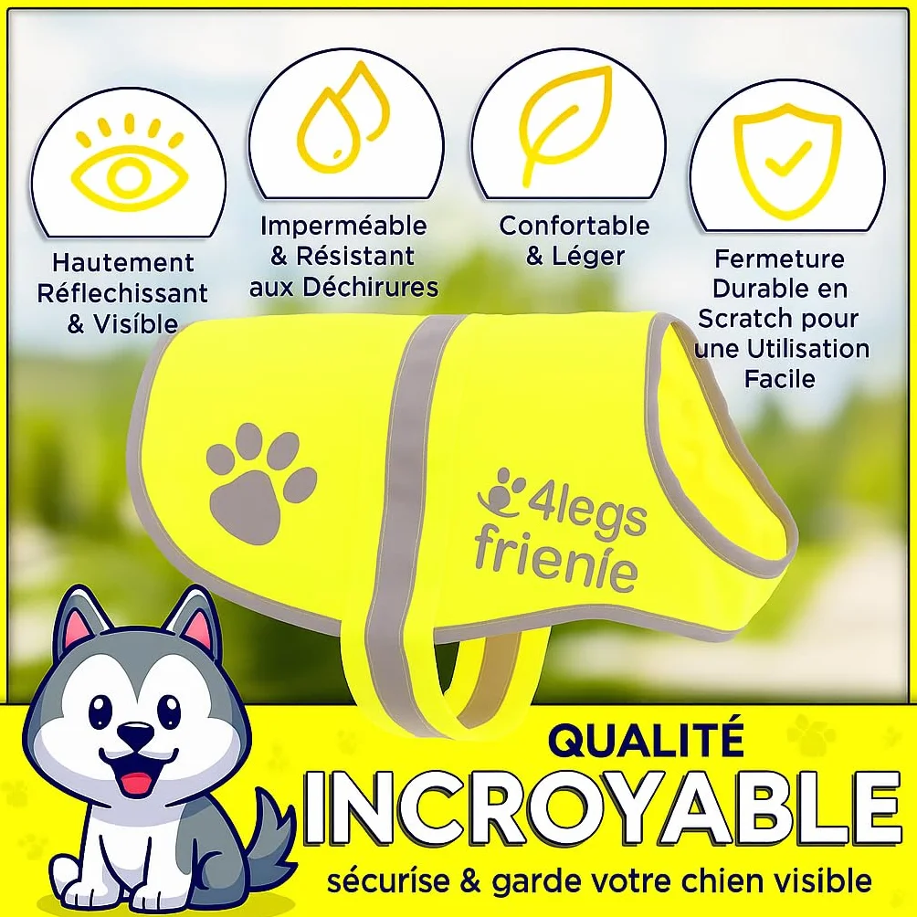 Gilet de Sécurité Réfléchissant pour Chien Haute Visibilité 5 Tailles XL