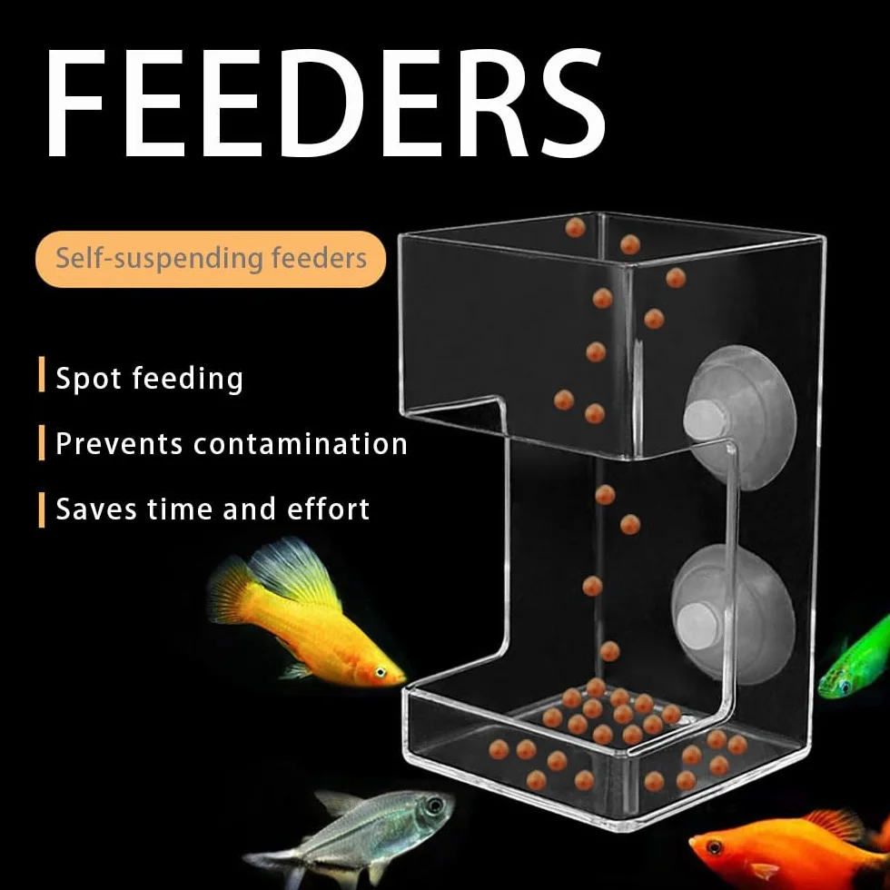 Distributeur Nourriture Poisson Anneau Carré Transparent Aquarium Accessoire Anti-Flottement