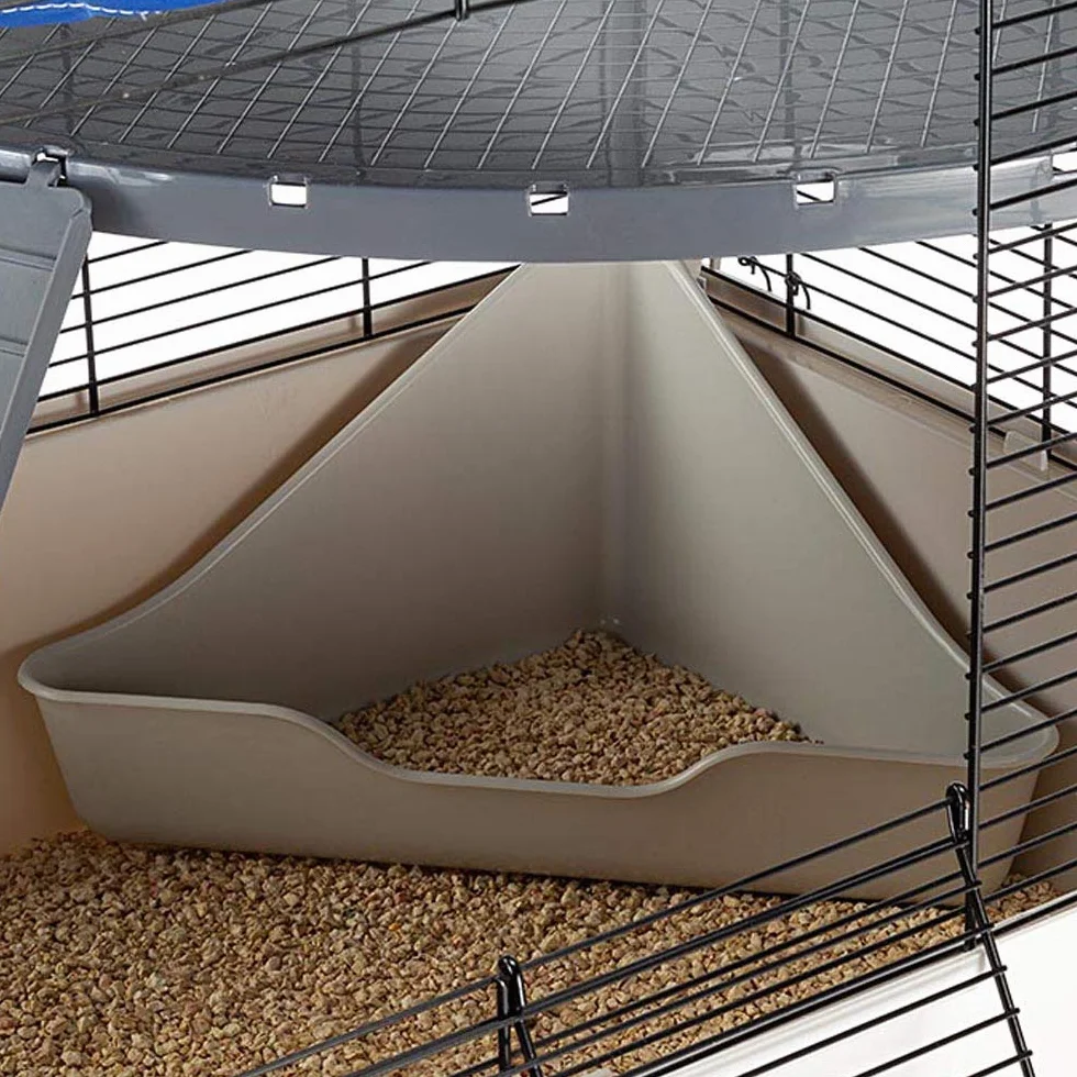 Ferplast Cage confortable pour fûrets et rats FURAT, strucutre à plusieurs niveaux avec accessoires inclus, angles renforcés, vernis métal et plastique noir, 78 x 48 x h 70
