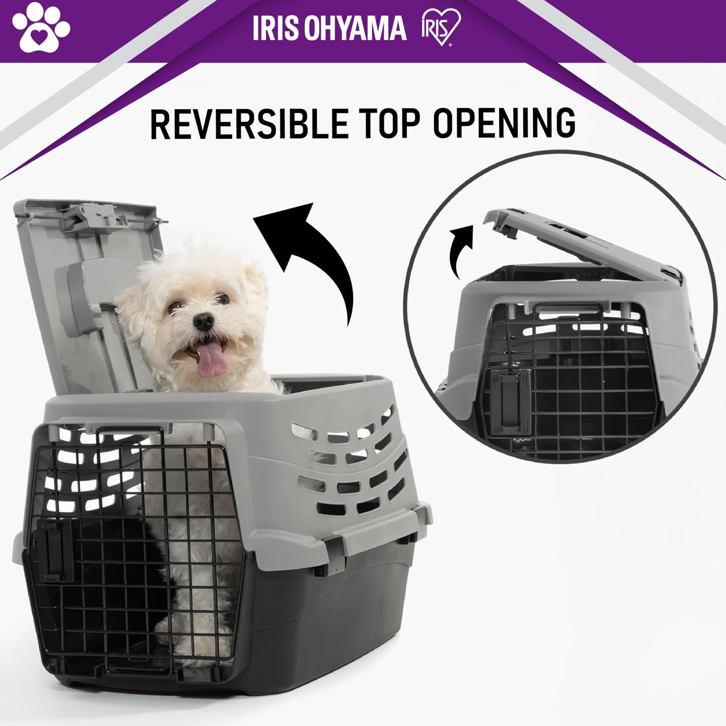 Iris Ohyama 36.5L Caisse de Transport Chat Cage Transport Chat BPA-Frei Robuste Légère Plastique 48×30.5×25cm