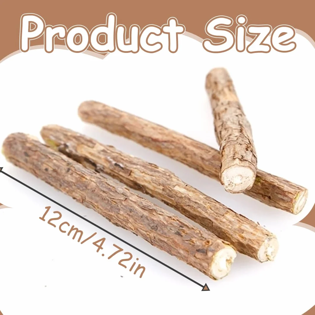 Bâtonnets en Bois de Matatabi pour Chats - 12 Pièces, Jouet Naturel à Mâcher pour l'Hygiène Dentaire, Soin des Dents et Contre la Mauvaise Haleine (Diamètre 0.6-0.8 cm)
