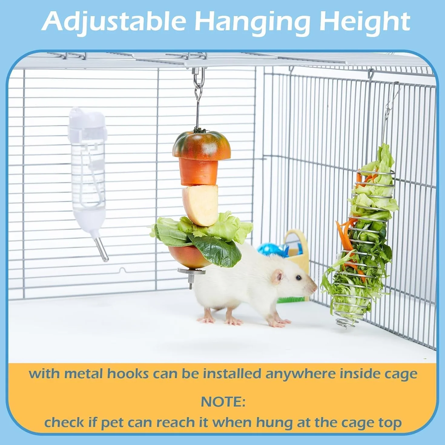 Lot de 2 Jouets pour Rats en Acier Inoxydable 304 - Jouet à Suspendre Alimentation Lente