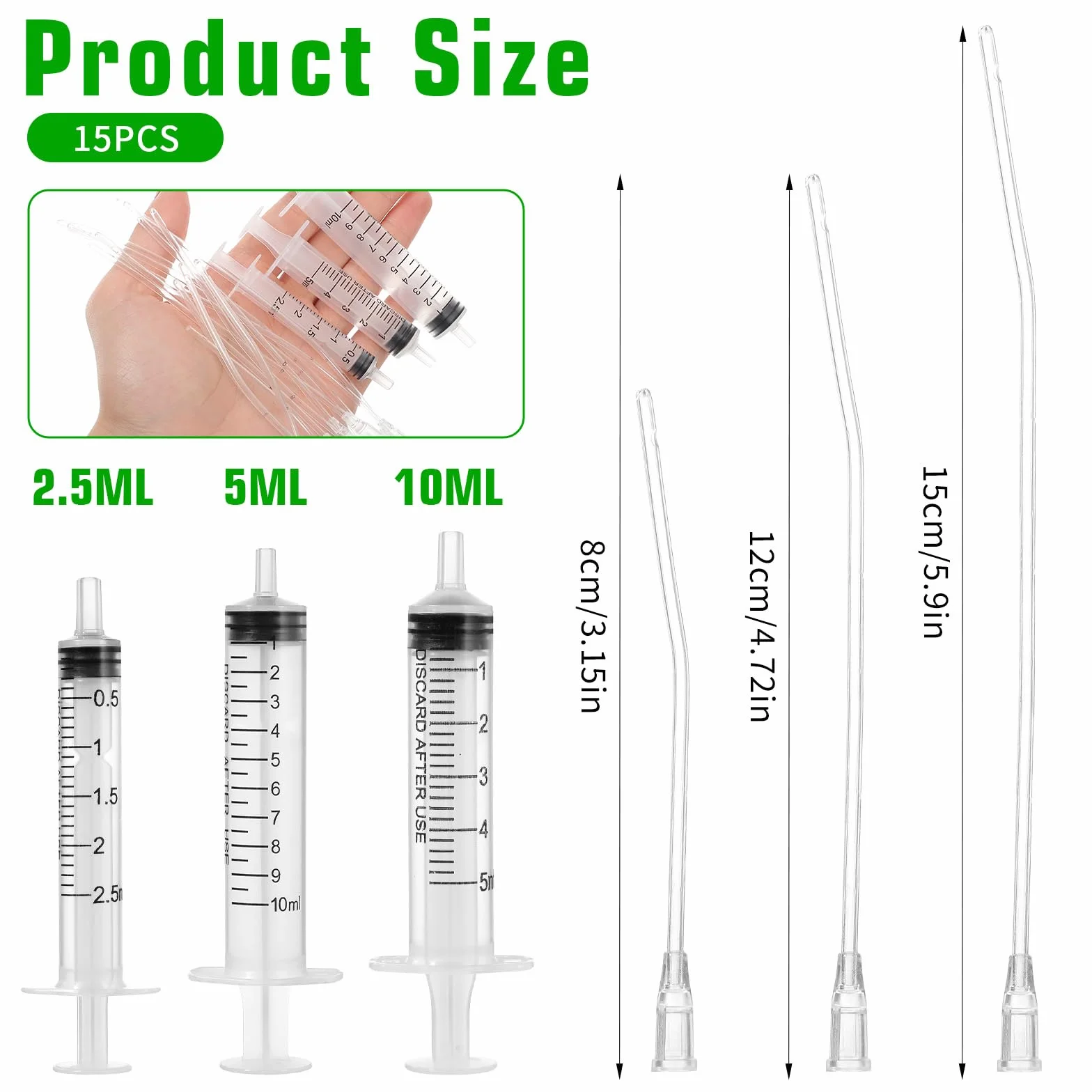 Lot de 15 tuyaux 10 ml seringues avec tuyau accessoires pigeons mangeoires outils d'alimentation manuelle sonde bébés oiseaux