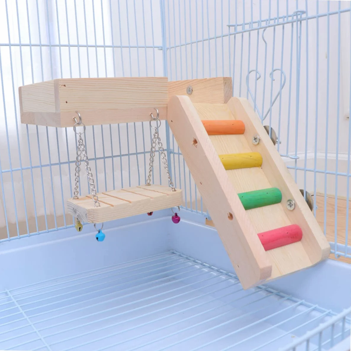 Beaupretty Jouet Échelle pour Animaux, Balançoire à Oiseaux, Matériau Sûr, Grand Format, Jeu D’Escalade pour Hamster et Perroquet, Accessoire Ludique pour Cage D’Oiseaux, Petits Animaux