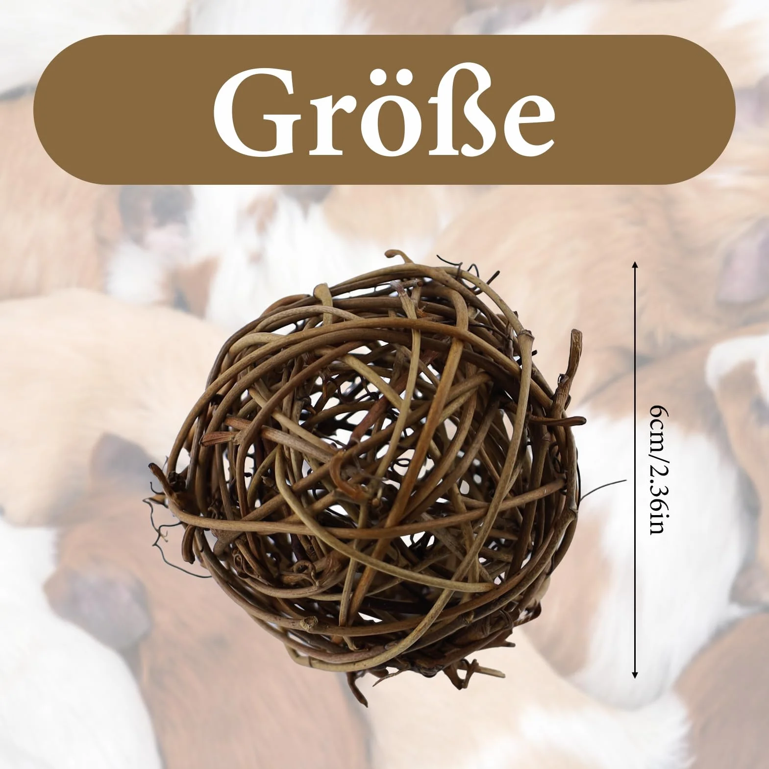 Boules en Osier Naturel Jouet à mâcher pour Petits Animaux Ø6cm 10 Pièces