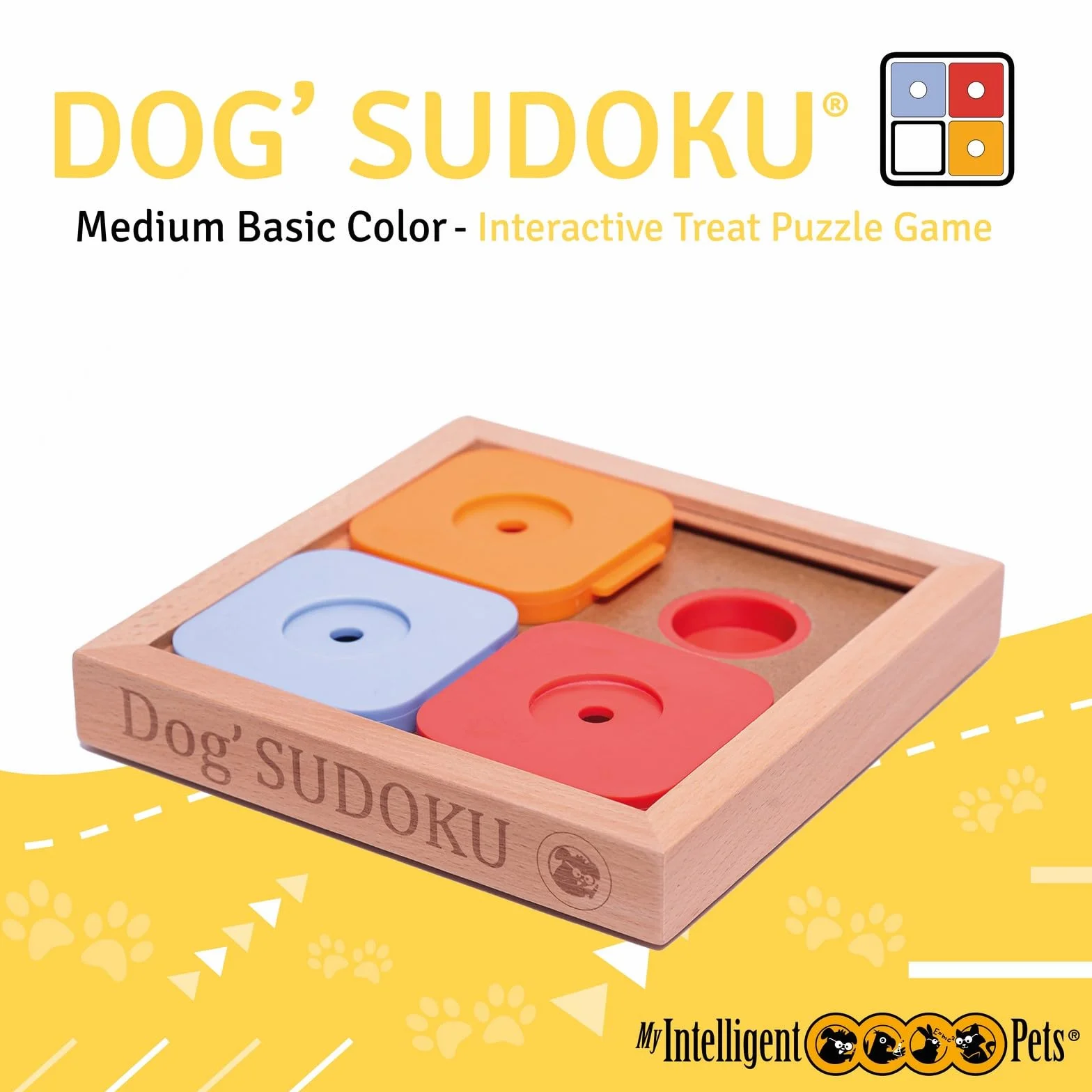 Jouet Chien Occupation Sudoku – Jouet Interactif pour Entraînement Mental Chien - Jeu Intelligence Chiens Stimule Cerveau Réduit Ennui - Medium Basic Color