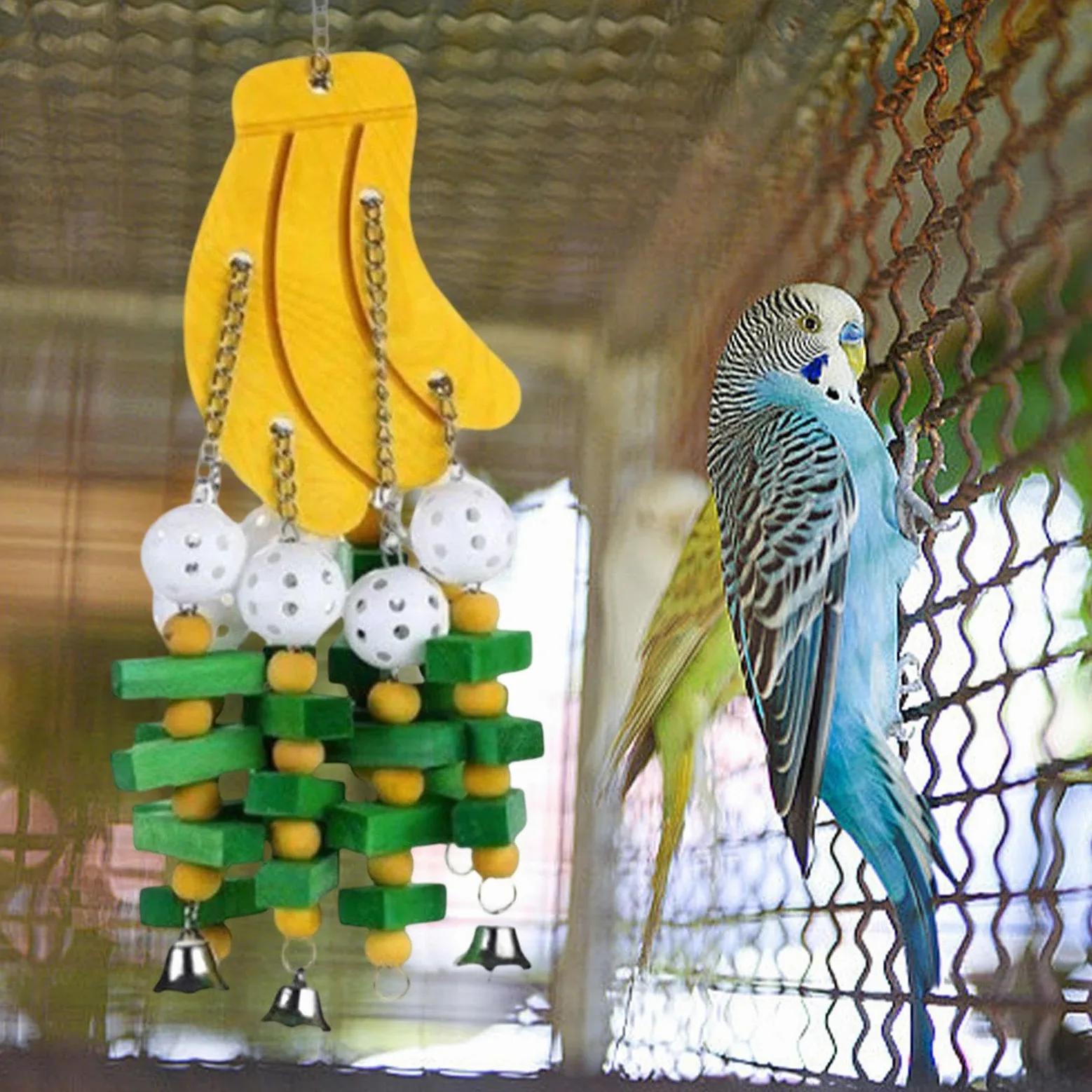 Jouet à mâcher pour Perroquet, Accessoire de Cage à Suspendre pour pinsons, cacatoès et Conures, pour l'entraînement.