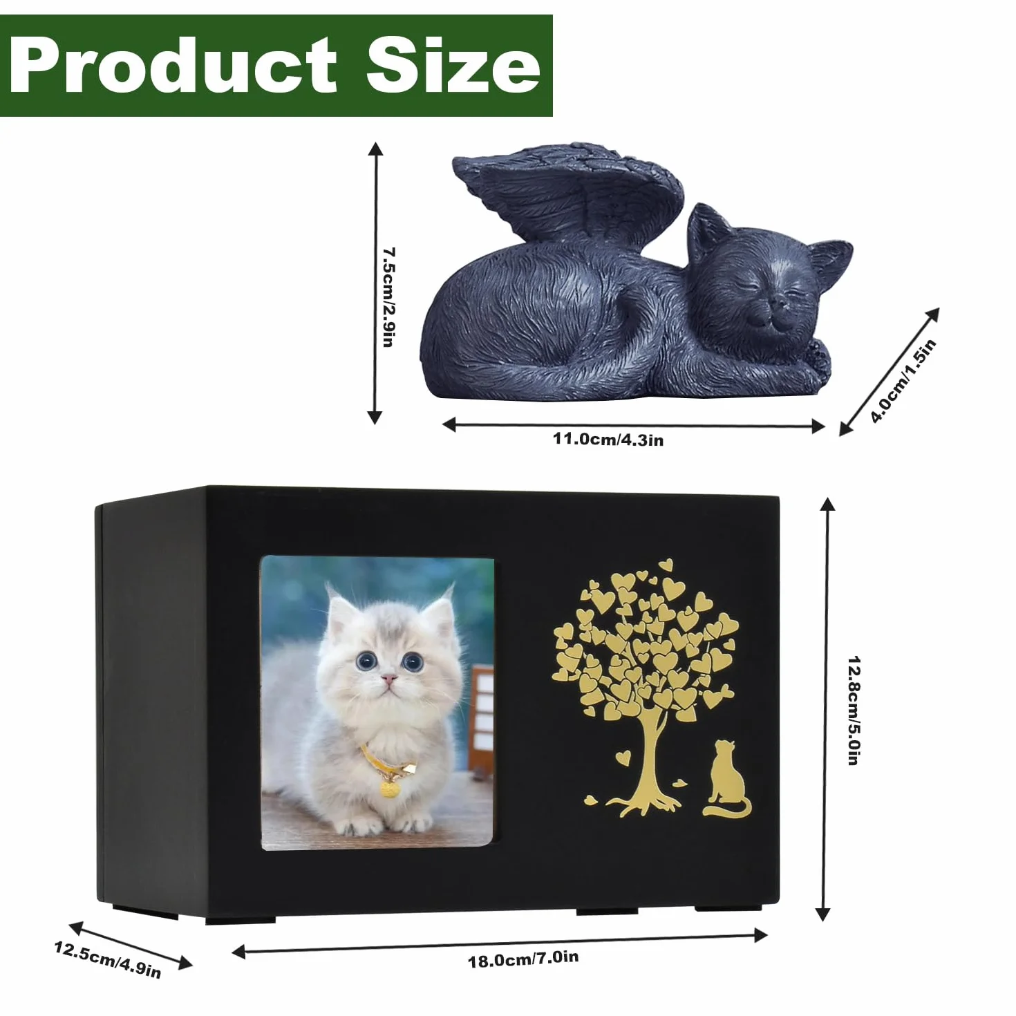 Urnes souvenir personnalisées pour chats Boîte en bois pour cendres d'animal avec photo