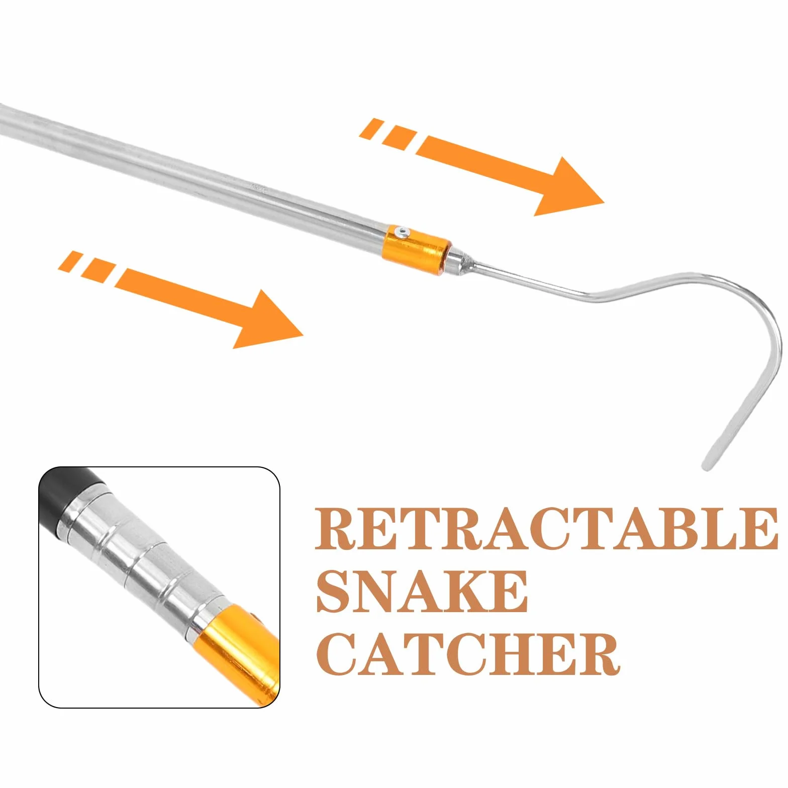SHOWERORO Télescopique Crochet de Capture Serpent Acier Inoxydable 1,5 M Pliable