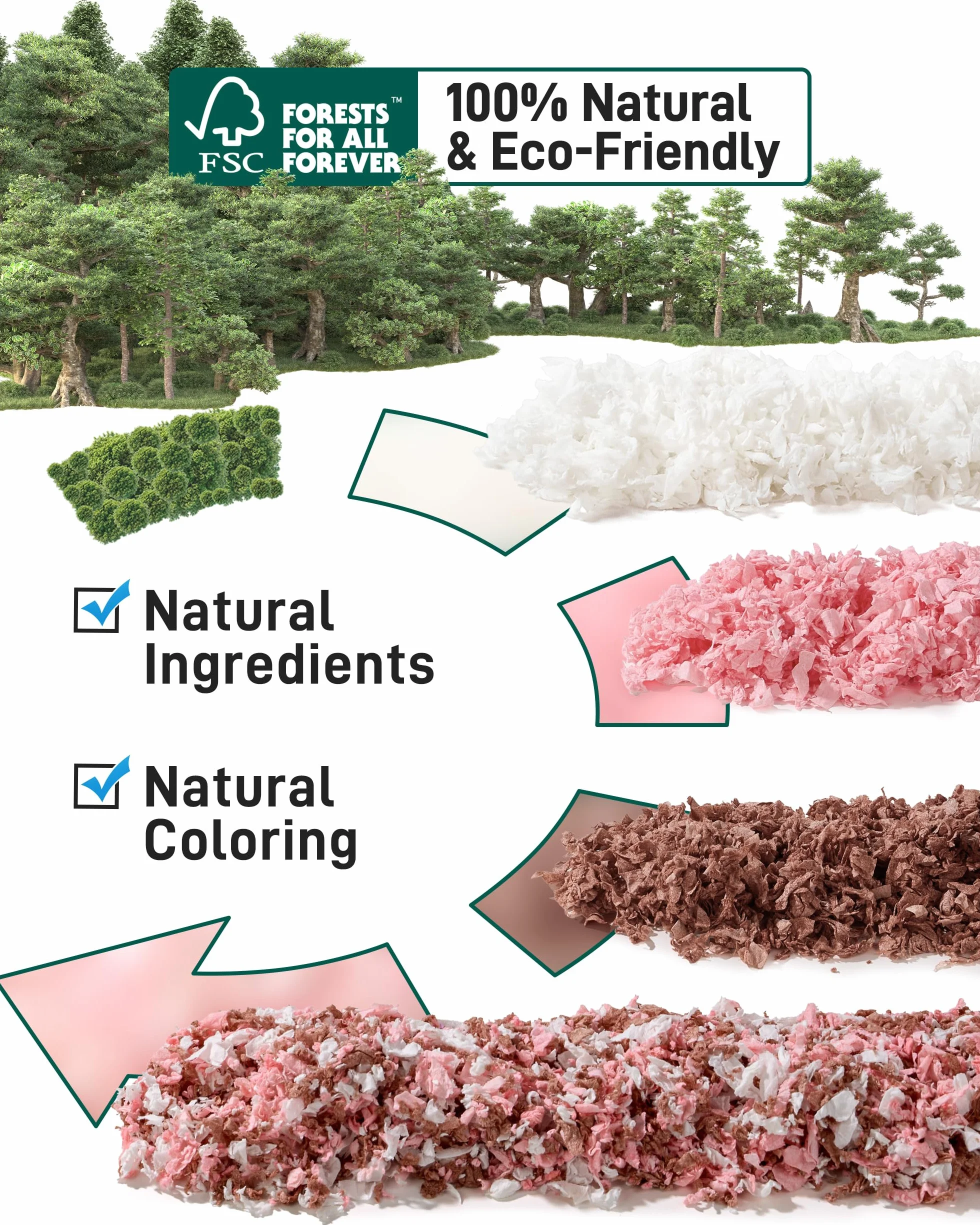BUCATSTATE Litières pour Hamsters 70L, Super Absorbante & 99,9% sans Petit Animal Papier Poussière pour Souris, Rats, Rongeurs, Cochon d'Inde, Chinchilla