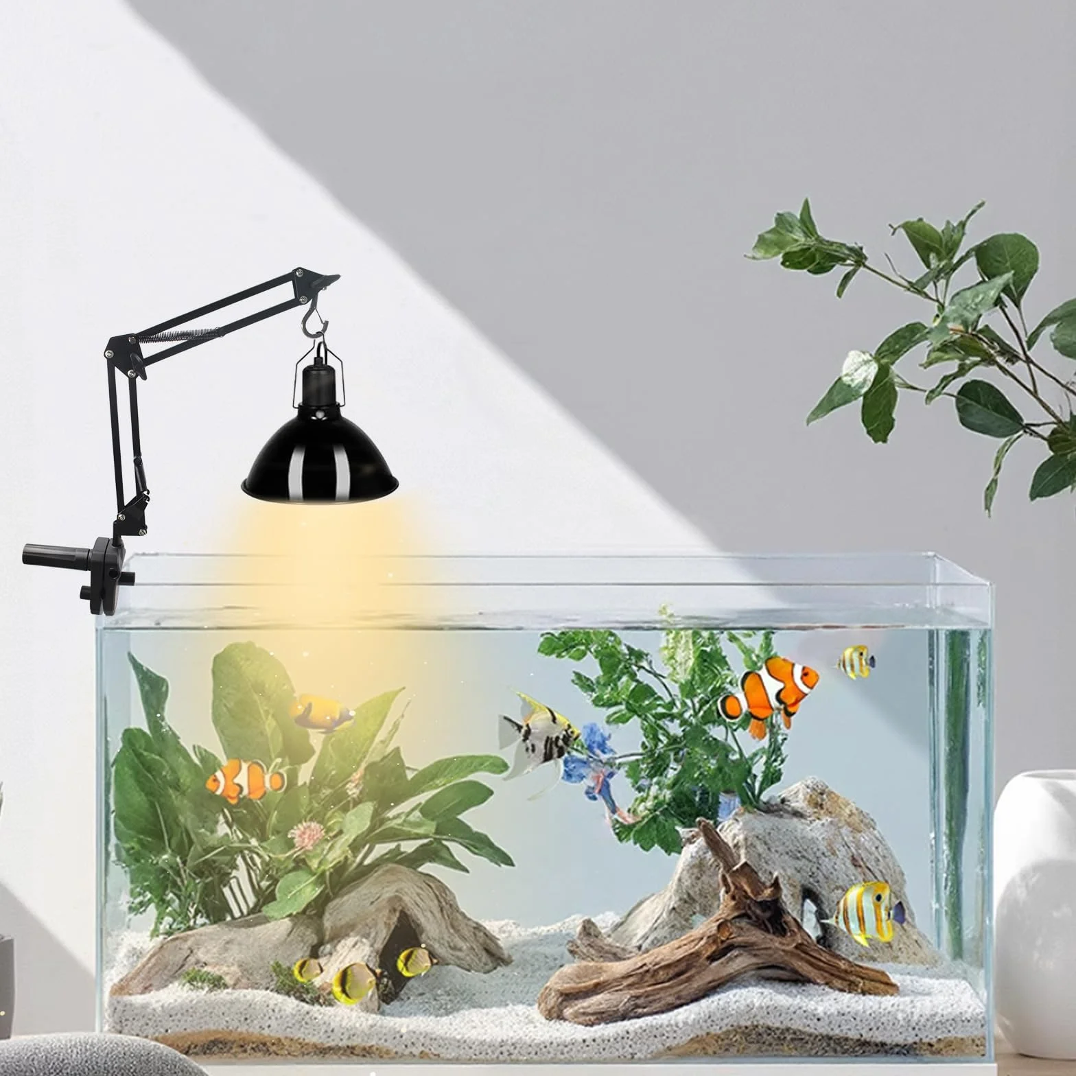 Support de Lampe Chauffante pour Reptiles Réglable Rotation 360° pour Terrarium Tortues Geckos Lézards