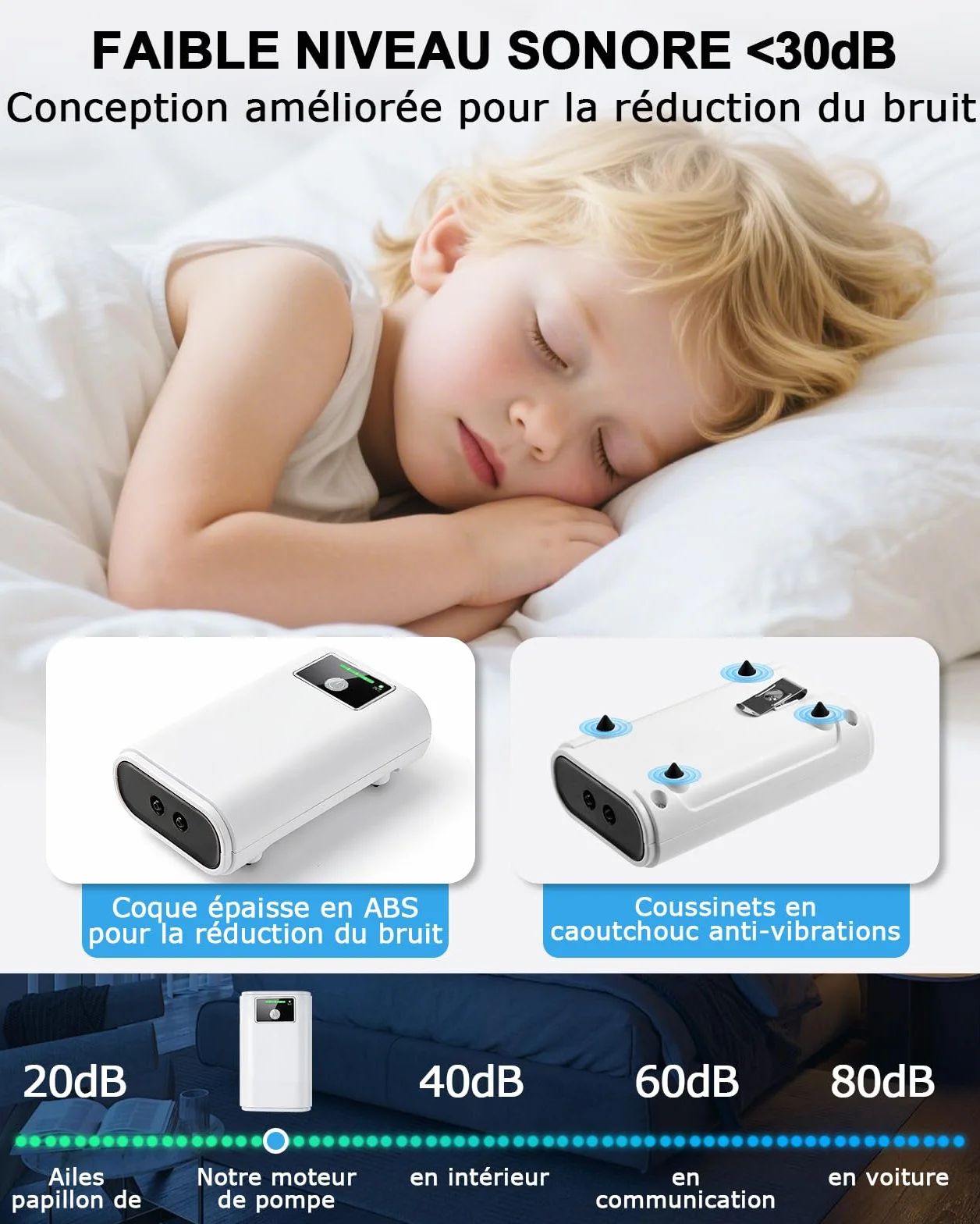 Pompe à air portable rechargeable USB pour aquarium, 2600 mAh, silencieuse, deux sorties