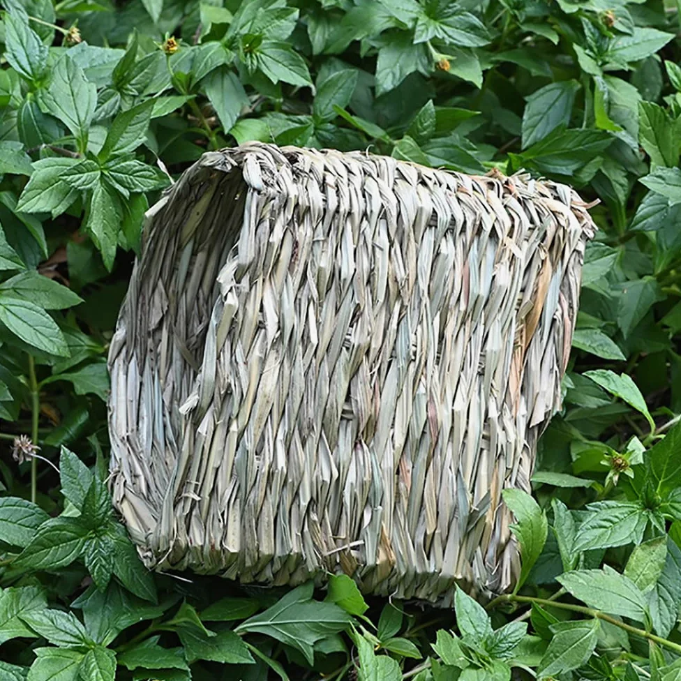 Maison tunnel en herbe tissée pour hamster, cochon d'Inde, base secrète pour le dressage de lapins nains, dragons barbu et autres animaux de poche
