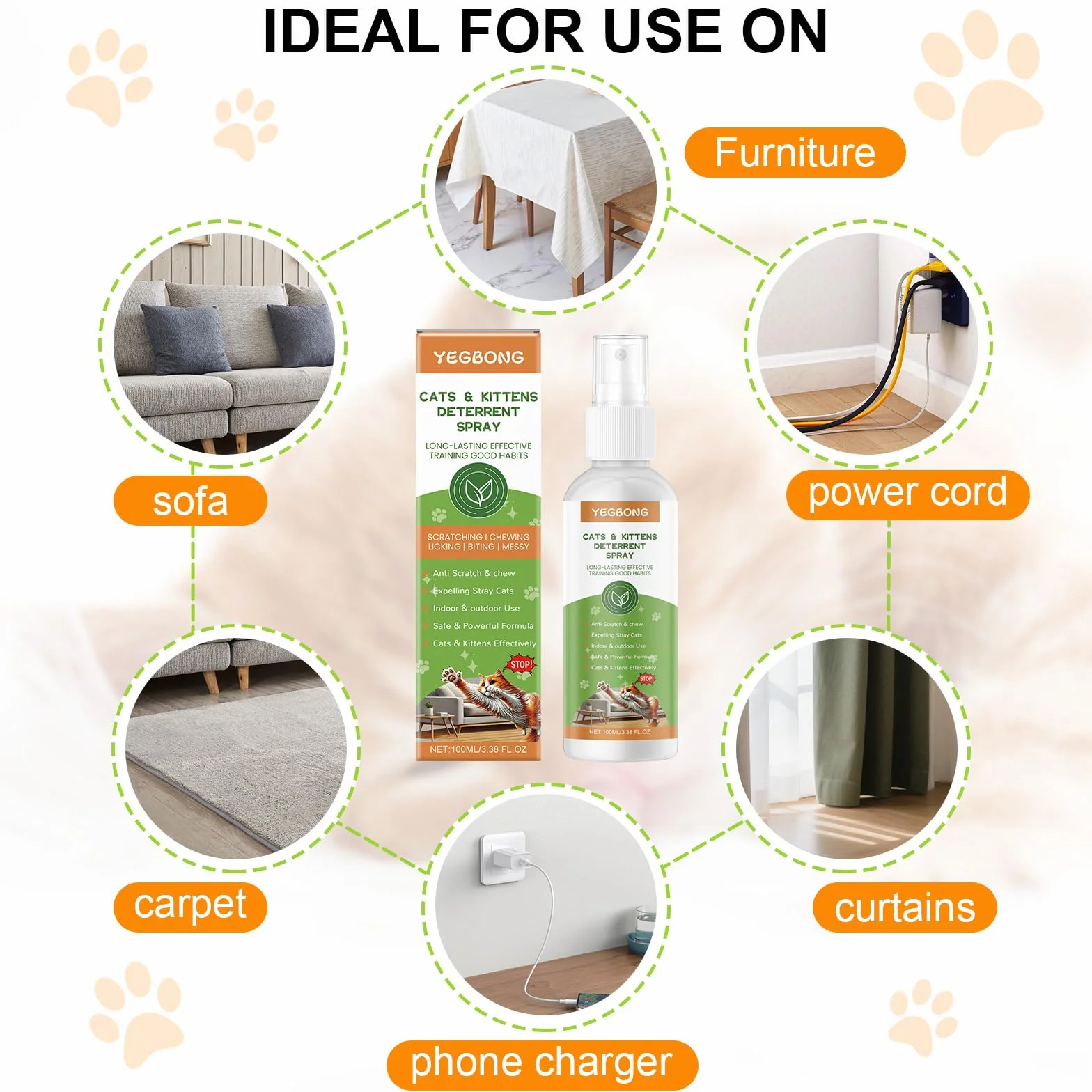 Spray Répulsif pour Chat 100 ML Anti-Griffage Protecteur Meubles Canapé Intérieur Extérieur