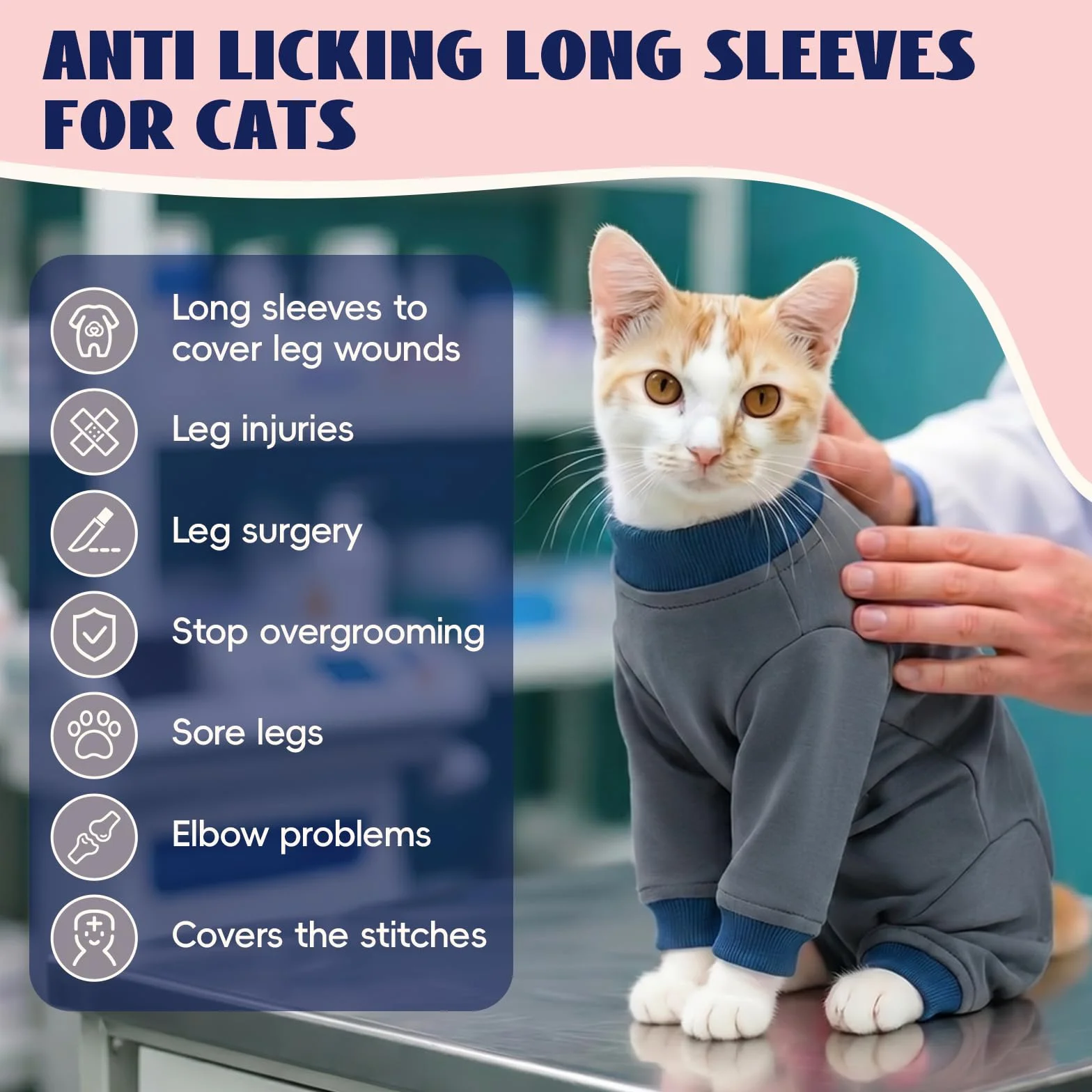 Body Post-Operatoire pour Chat Après Stérilisation, Confortable Abdomen Male, Empêche Lécher Points Suture (Gris, L)