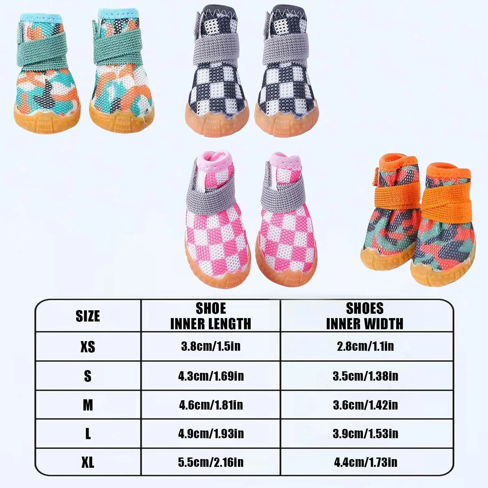 Lot de 4 chaussures pour chien - Protection des pattes avec semelle en caoutchouc antidérapante pour petits chiens