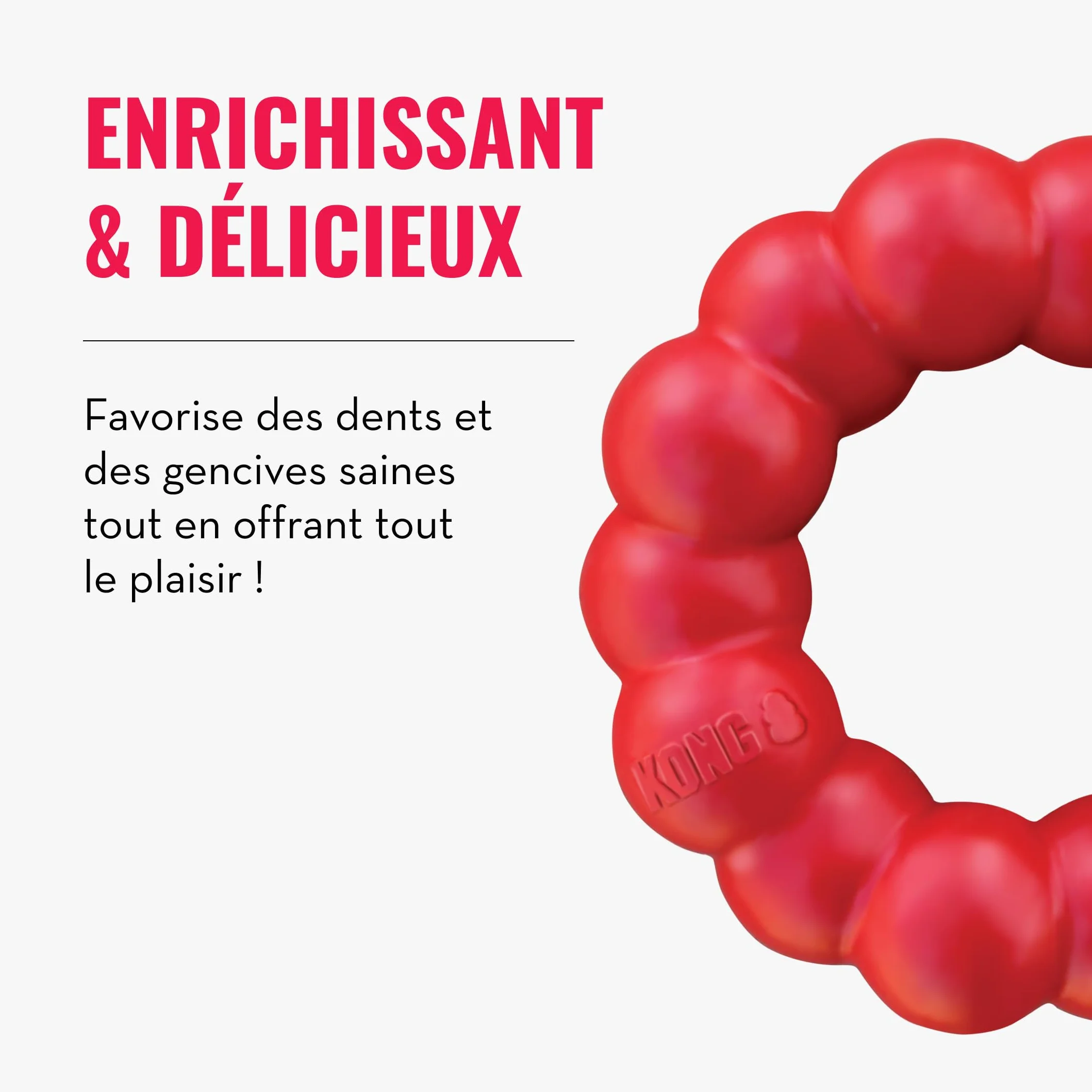 KONG Ring Jouet à Mâcher pour Chien Caoutchouc Naturel Durable Petits/Moyens
