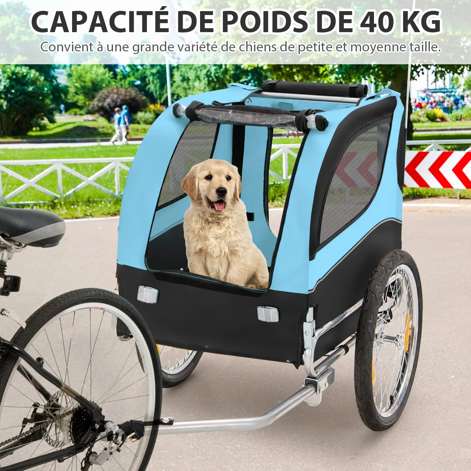 COSTWAY Poussette de Transport pour Chien Pliable Oxford Canvas avec Toit Ouvrant 40 kg