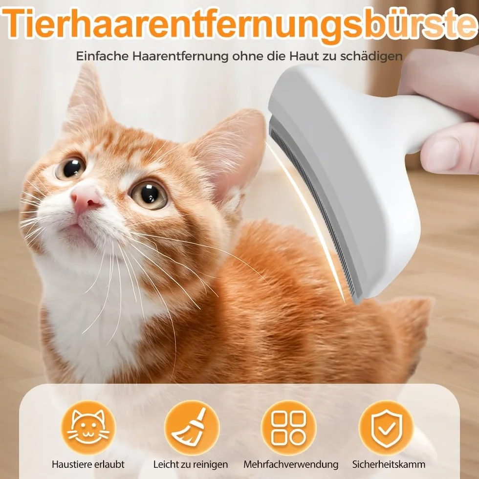 Brosse Sous Poil pour Chien et Chat, Peigne Autonettoyant Anti Puces en Acier avec Bouton