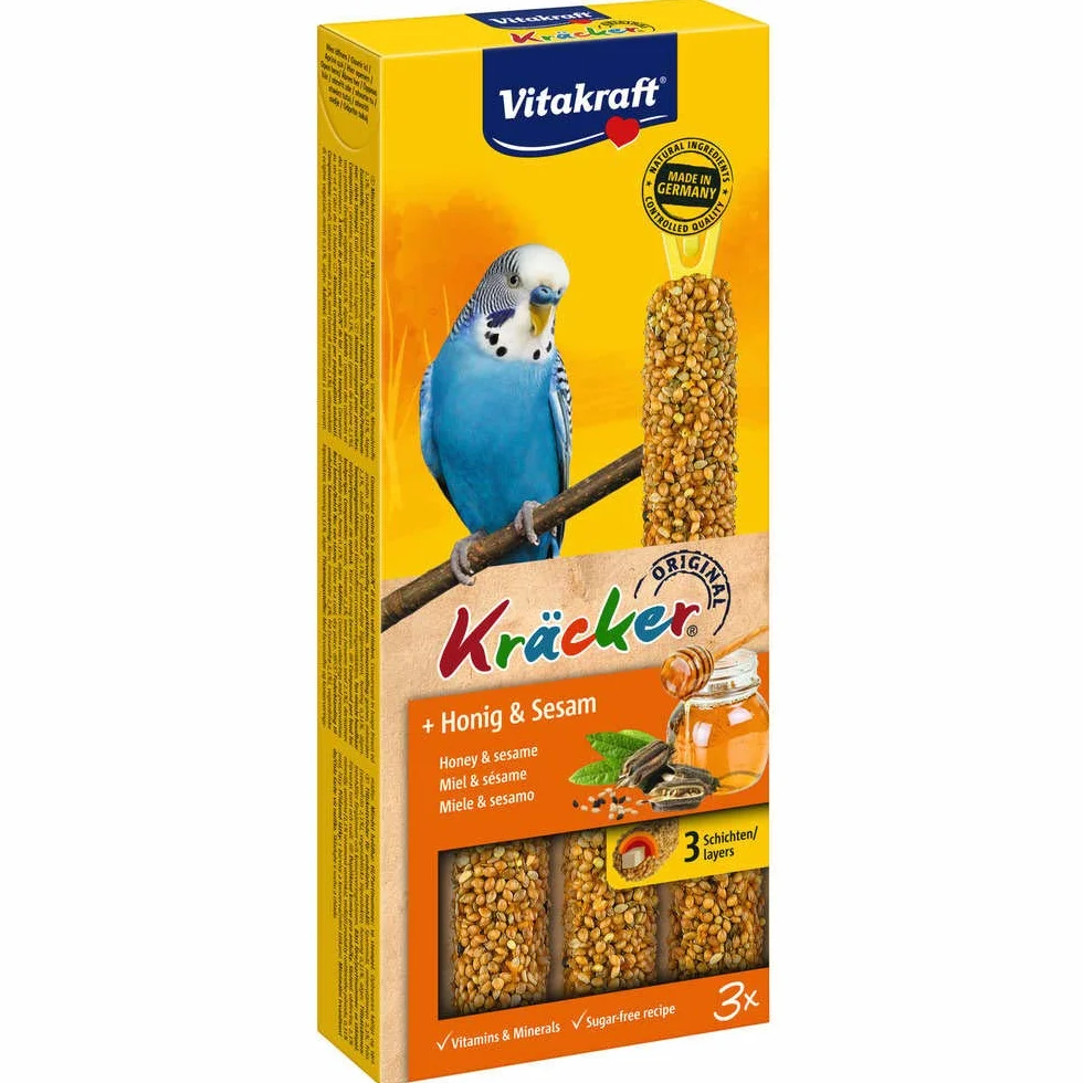 Vitakraft Kräcker Original Trio Perruche Miel Sésame 3 bâtonnets