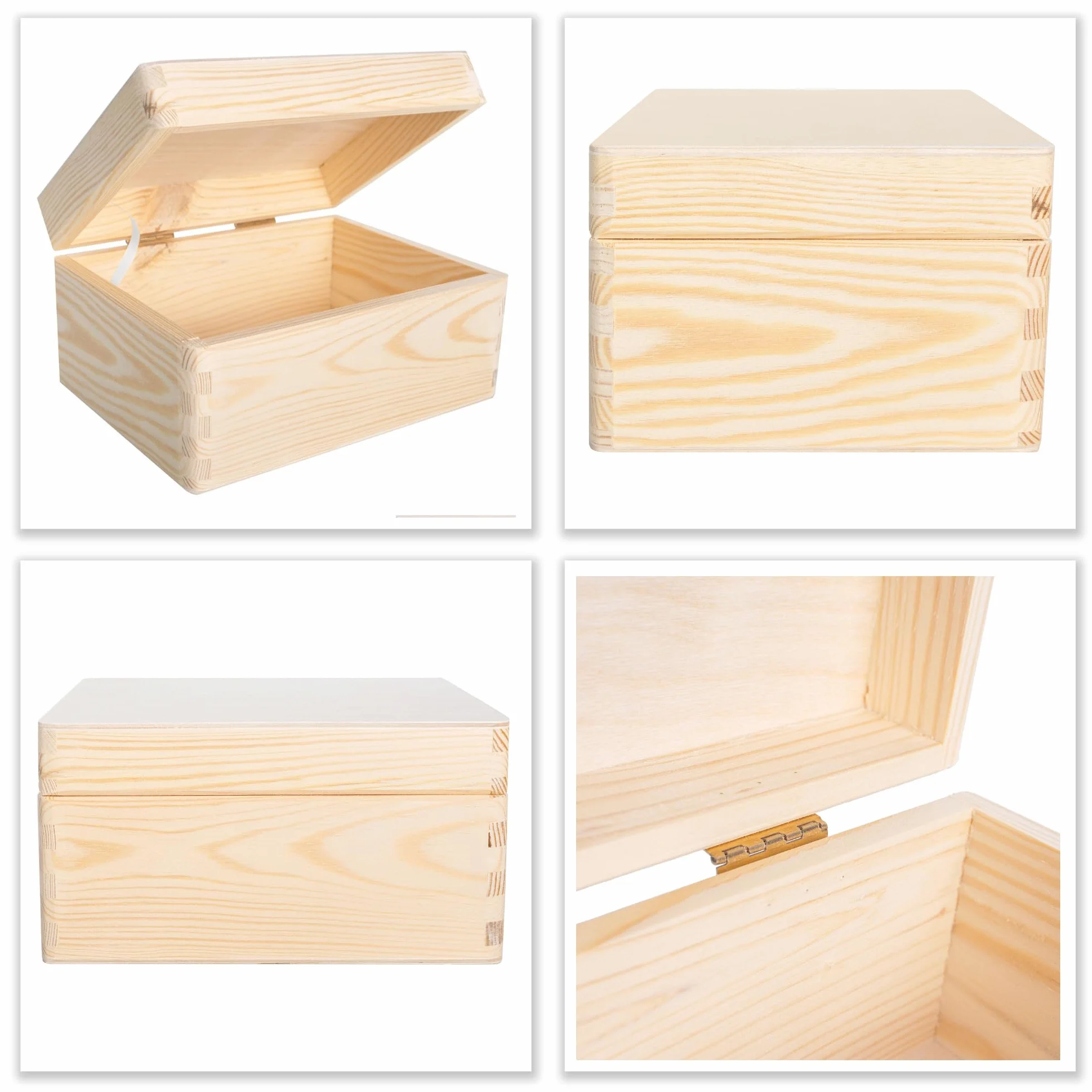 Boîte en Bois avec Couvercle 19,5 x 15 x 10 cm Boîte à Souvenirs pour Bébé Non Peinte BRUT