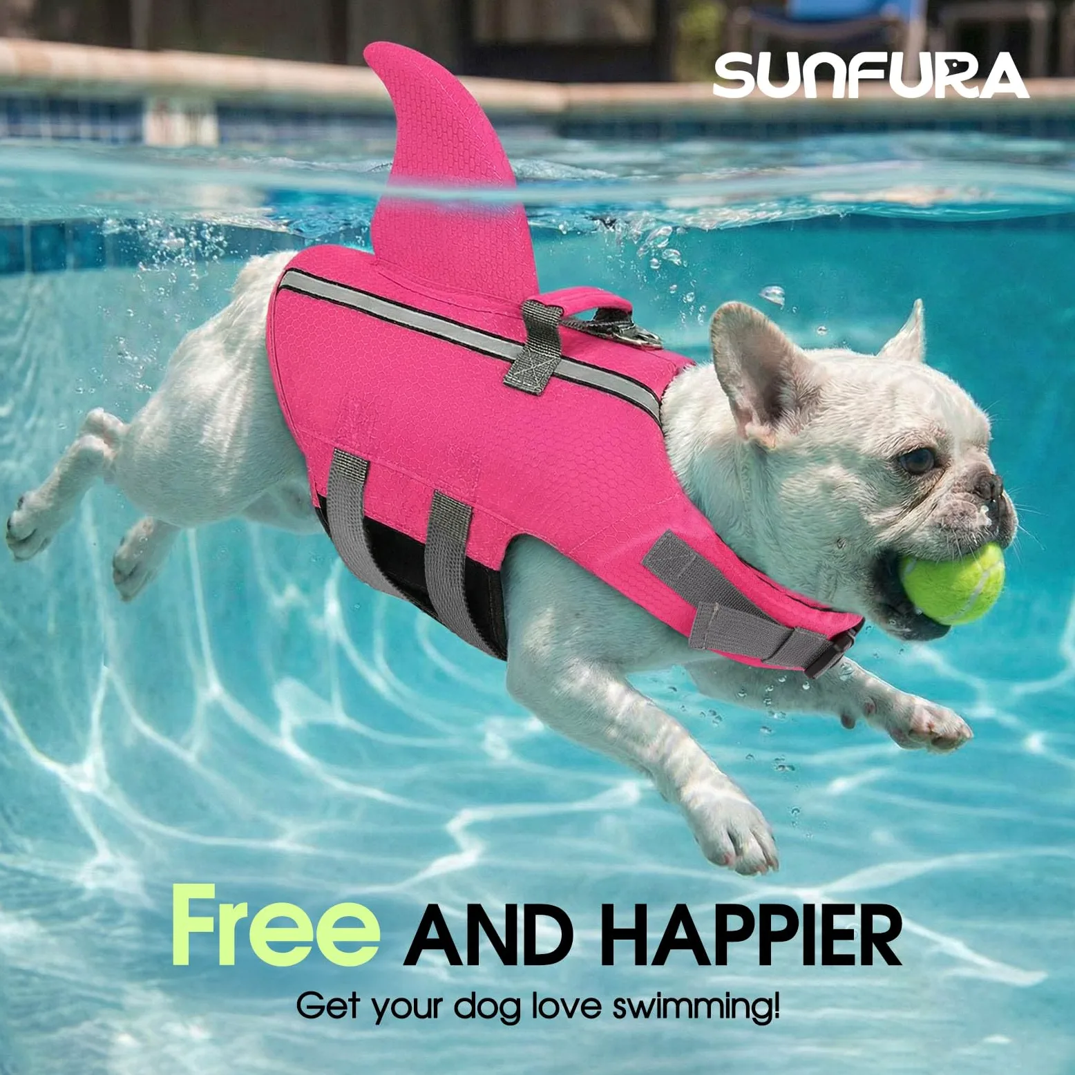 SUNFURA Gilet de sauvetage pour chien taille XS, gilet de sauvetage pour chiens avec bandes réfléchissantes, gilet de sécurité pour animaux de compagnie pour la natation, le bateau, le bouledogue
