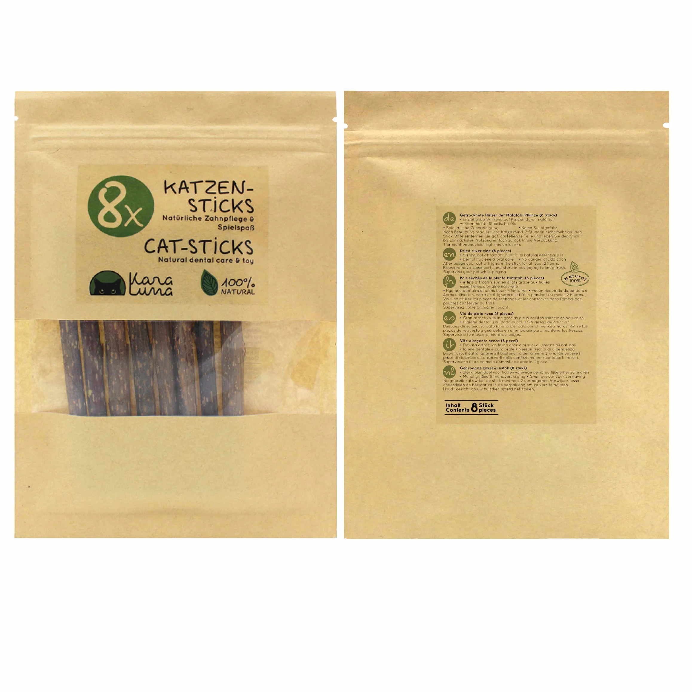 8 bâtonnets pour Chat I Soins dentaires pour Chat & Jouets à mâcher pour Chat I Produit Naturel à Base de matatabi bâtonnets pour Chat Herbe à Chat valériane bâtonnets pour Chat
