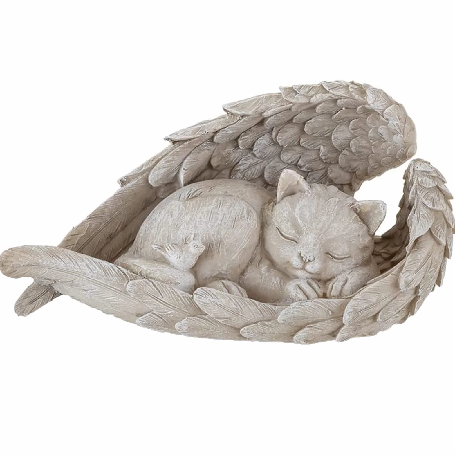 Statue Pierre Commémorative pour Animaux de Compagnie, Tombe en Forme d'Ange, Décoration Jardin pour Chien Chat, Résine (Chat Ange)