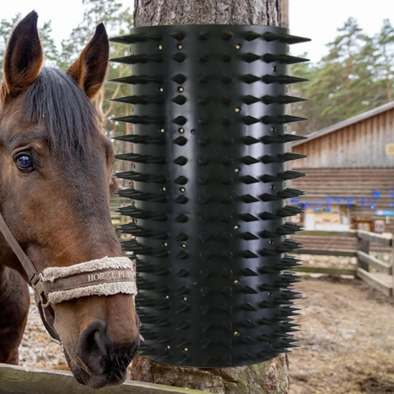 Grattoir pour chevaux et bovins - Brosse de massage complète - Poteau à gratter pour vache, chèvre, bétail, mouton