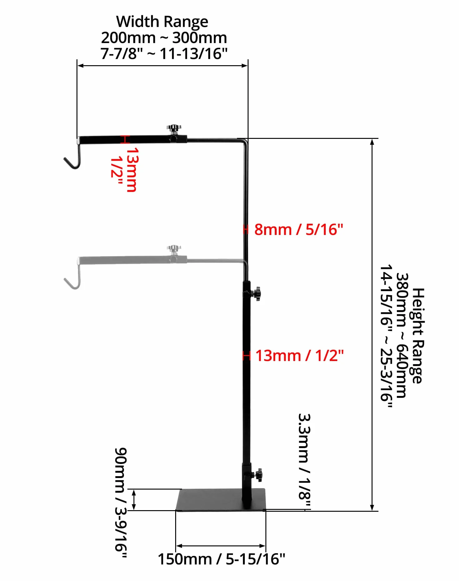 QWORK Support de Lampe Chauffante Reptile Réglable 38-64cm 20-30cm
