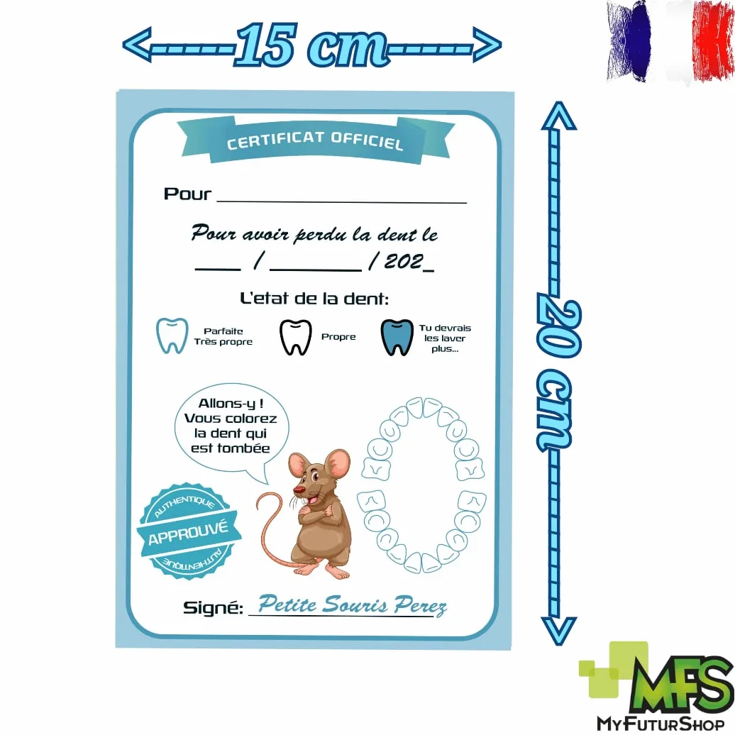 Boîte à dents de lait + carte Perez Souris, version française, cadeau original