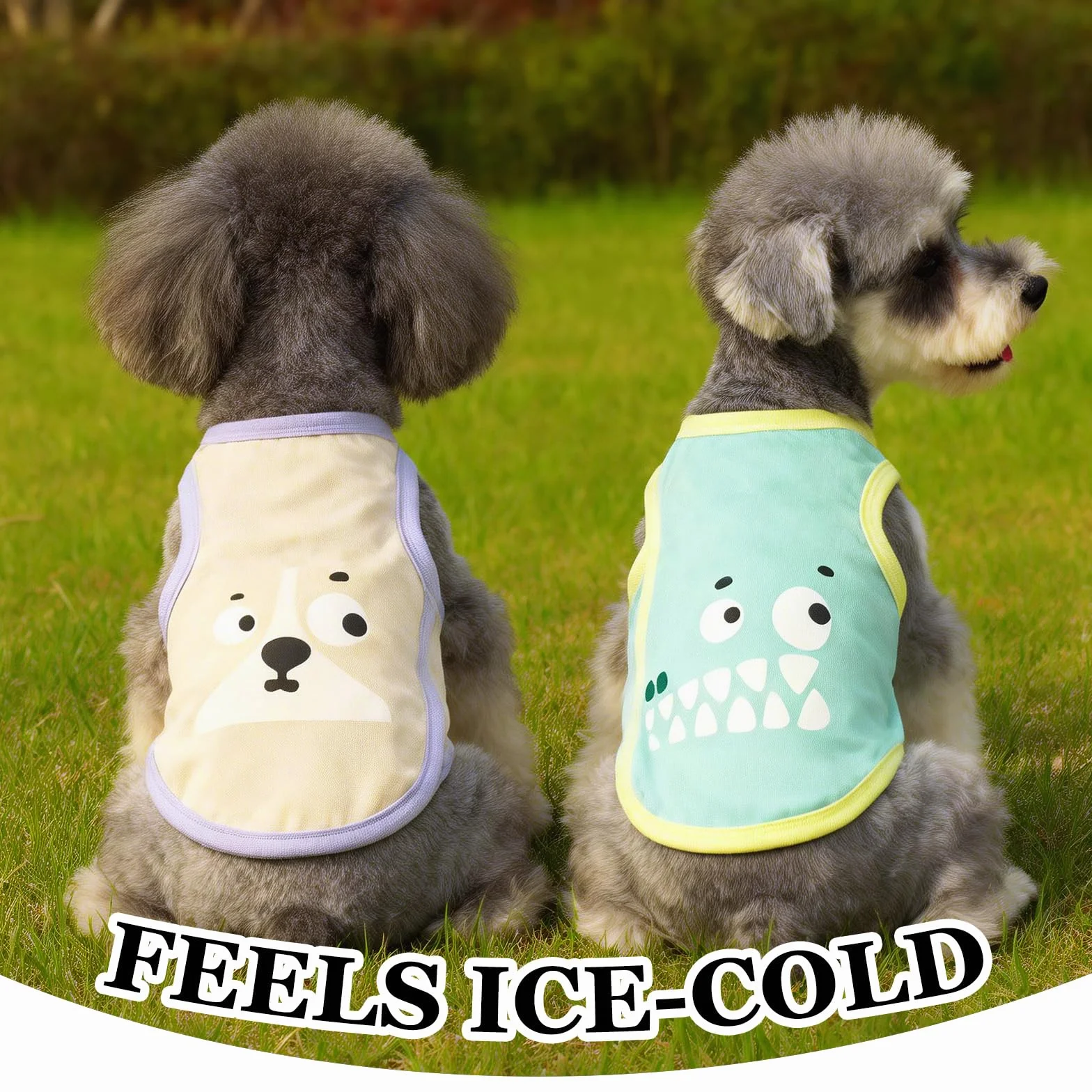 Lot De 2 Gilet Rafraichissant Chien, Taille M (Poitrine 40cm / Dos 30cm) 2,5-3kg Maillage Respirant
