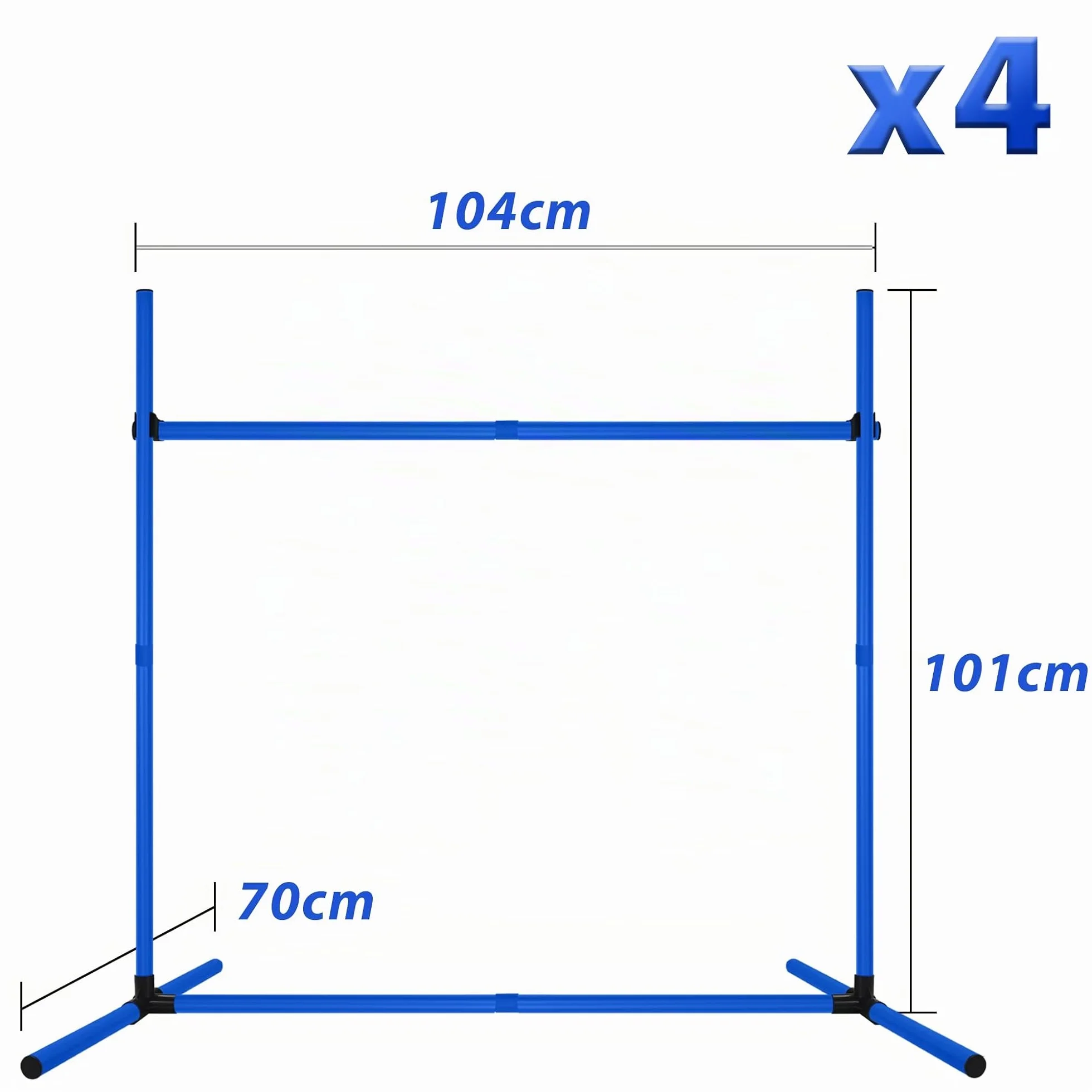 Kit d'équipement pour chien Agility 4 obstacles réglables en hauteur 104 x 70 x 101 cm Bleu