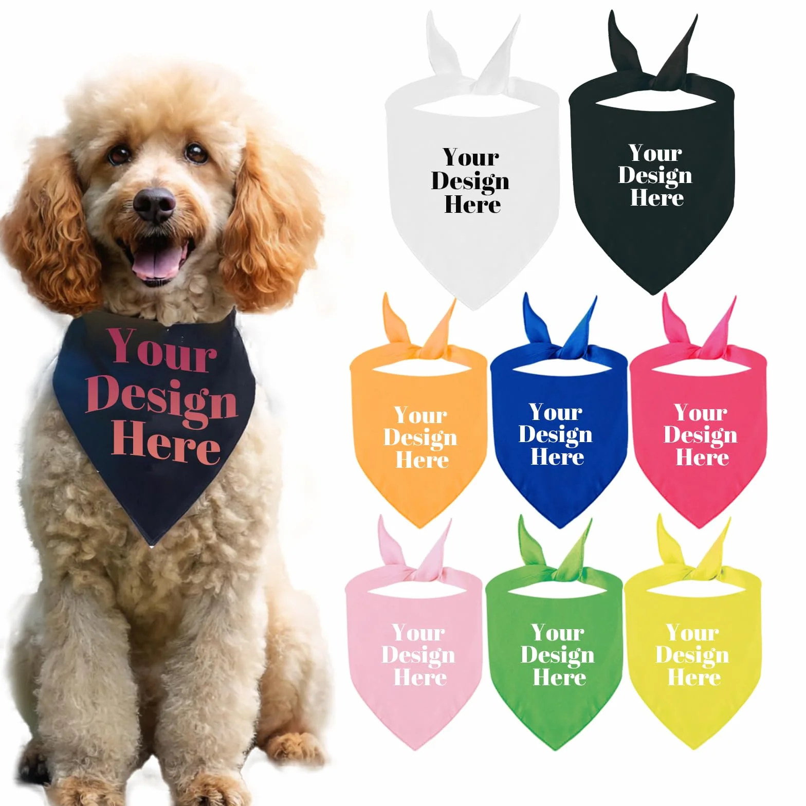 Bandes pour chiens personnalisées avec logo photographique personnalisé écharpe pour animaux de compagnie pour chiens de petite, moyenne et grande taille, chiot, chat