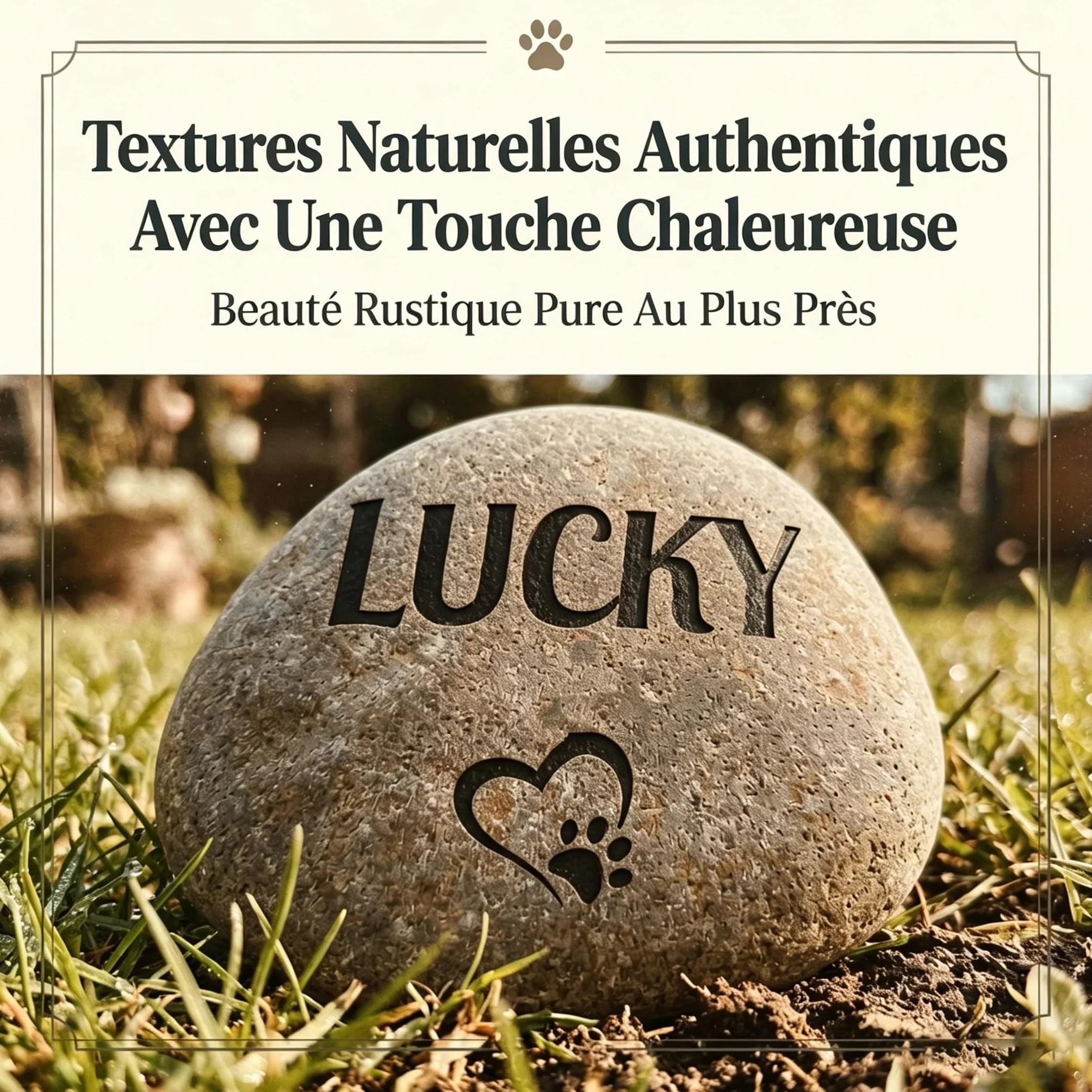 VEELU Plaque Funéraire Personnalisée Chien Chat, Pierre Commémorative Galet Naturel avec Texte, Marqueur Tombe Jardin Cimetière