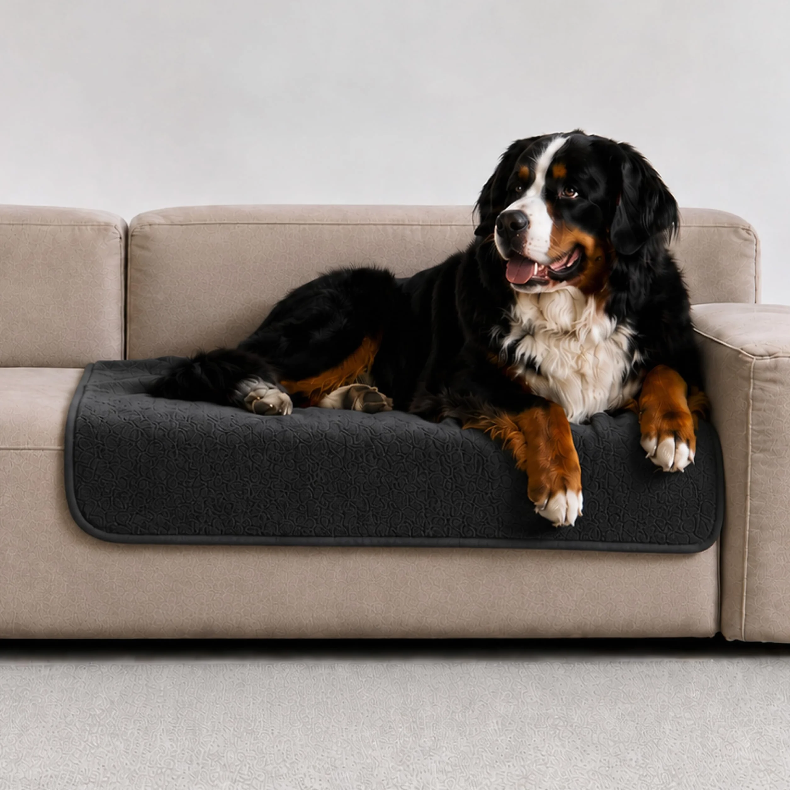 Twinzen Plaid Imperméable Chien 80x100 cm Gris Foncé - Couverture Imperméable pour Canapé et Lit Chien en Polaire Sherpa - Lavable