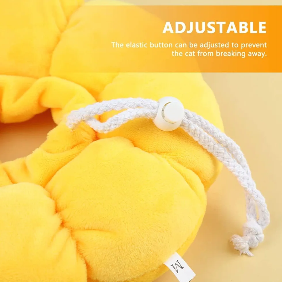 Collerette Anti Léchage pour Chat et Petit Chien, Coton Doux Ajustable, Tournesol M