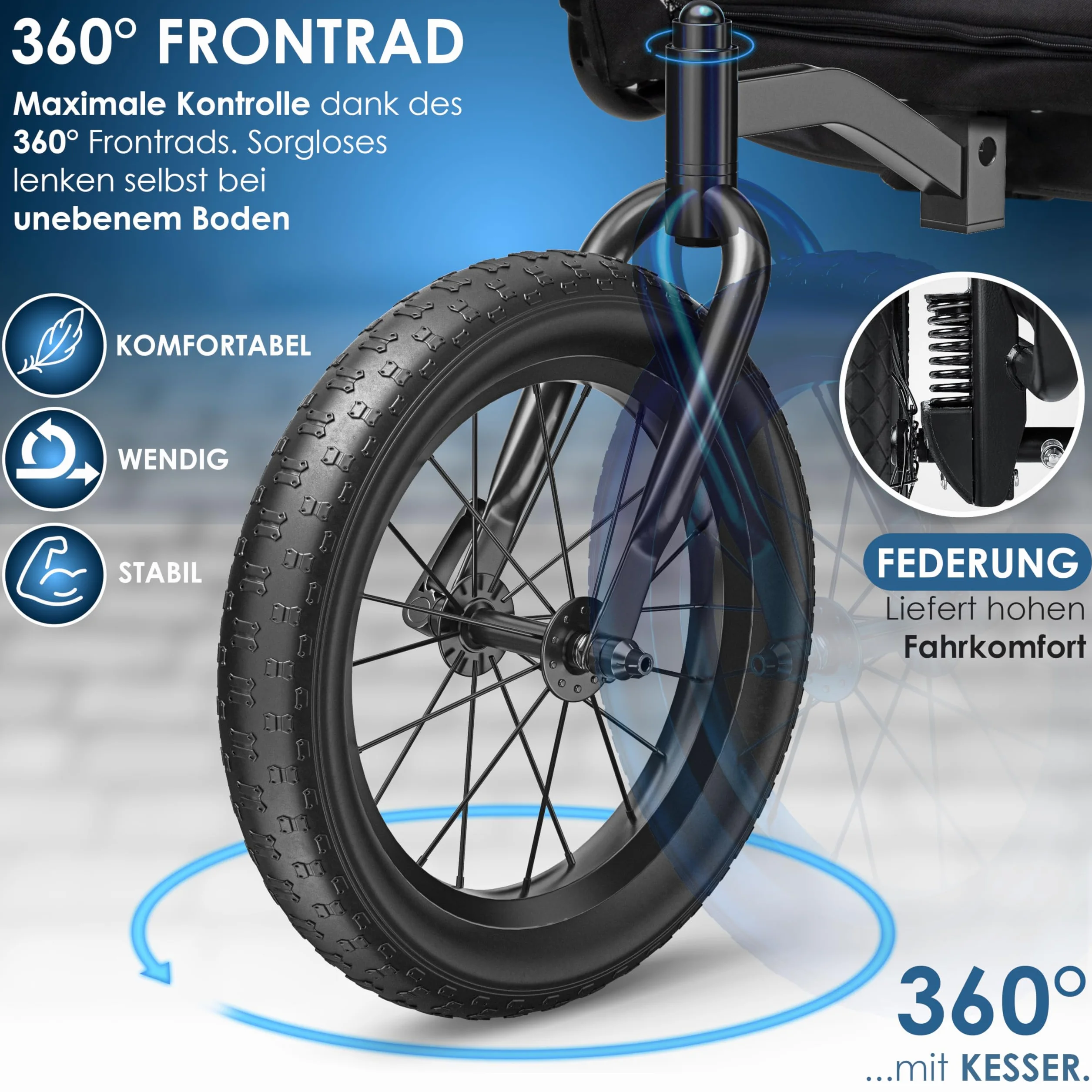 KESSER Remorque de vélo pour Chien XXL 240 litres avec suspensions imperméable capacité de charge 40 kg